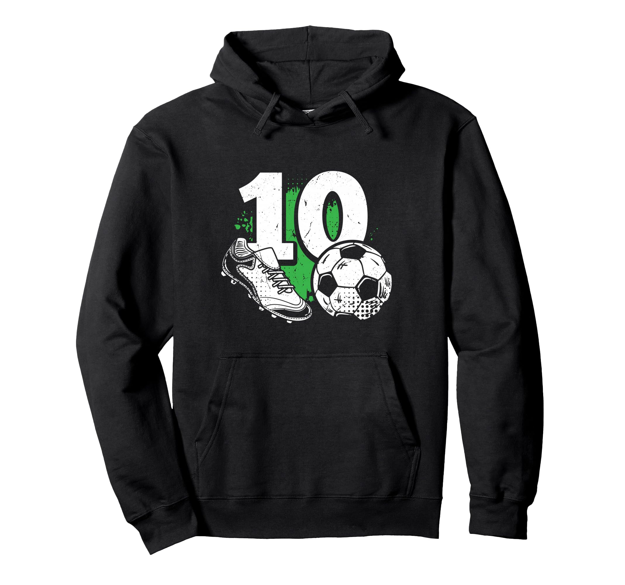 10Th Birthday Soccer Player Football 10 Hoodie - Trendy Graphic Unisex - T-Shirt, Sweatshirt, Hoodie