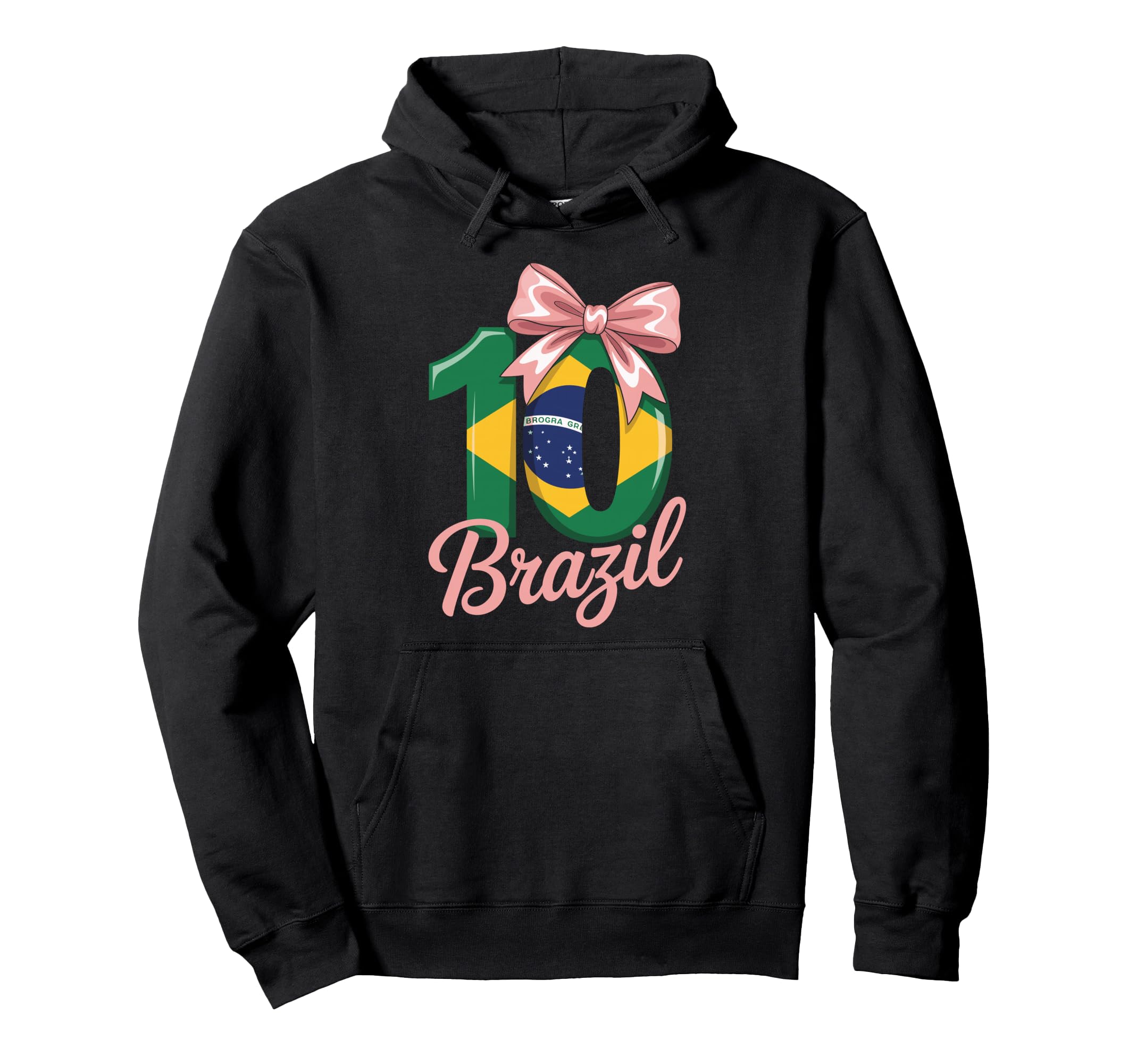 10 Brazil Birthday Number 10 Soccer Hoodie - Casual Everyday Wear Unisex - T-Shirt, Sweatshirt, Hoodie