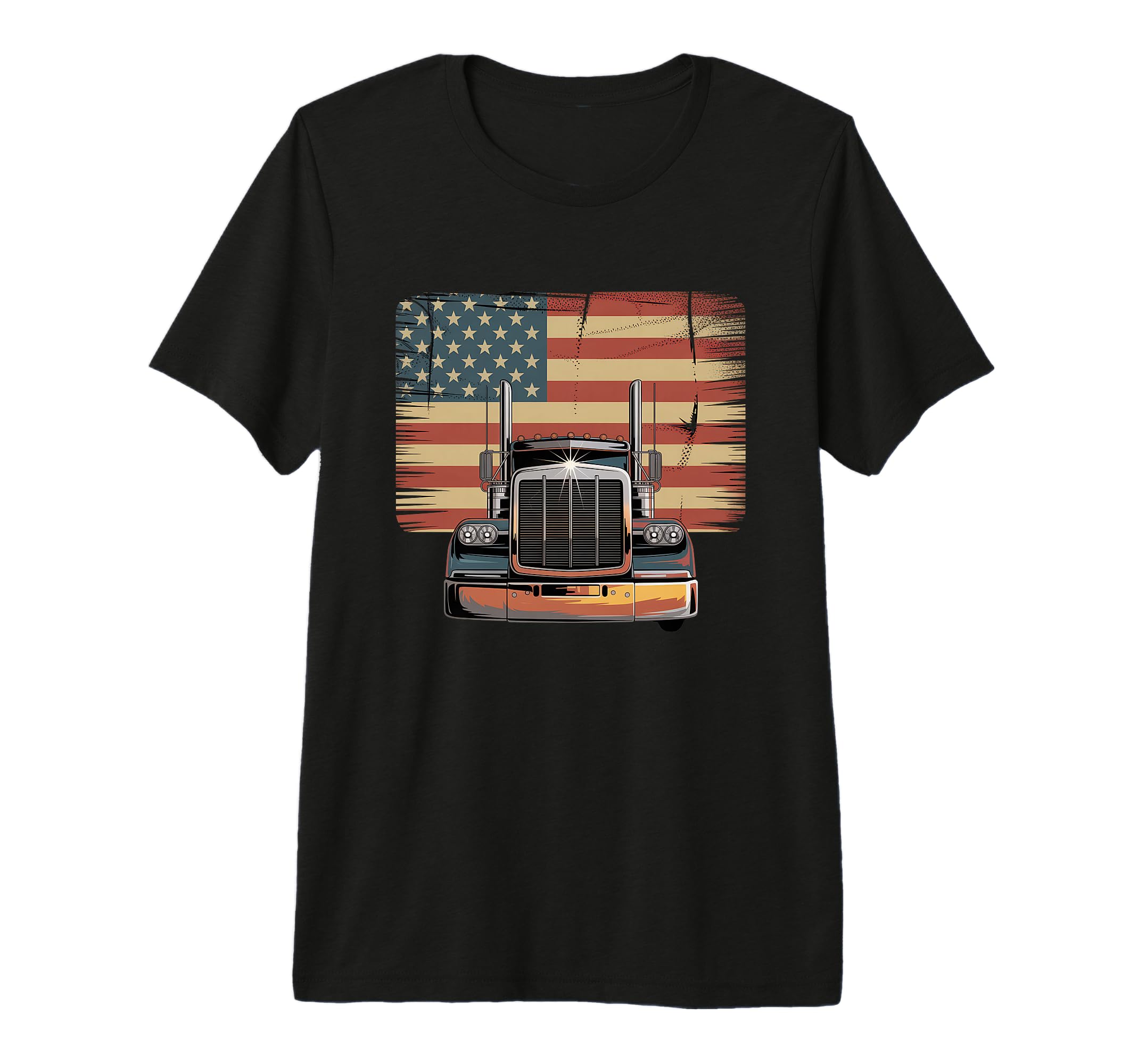 American Flag Trucker Dad Big Rig T-Shirt - Casual Everyday Wear Men Women - T-Shirt, Sweatshirt, Hoodie