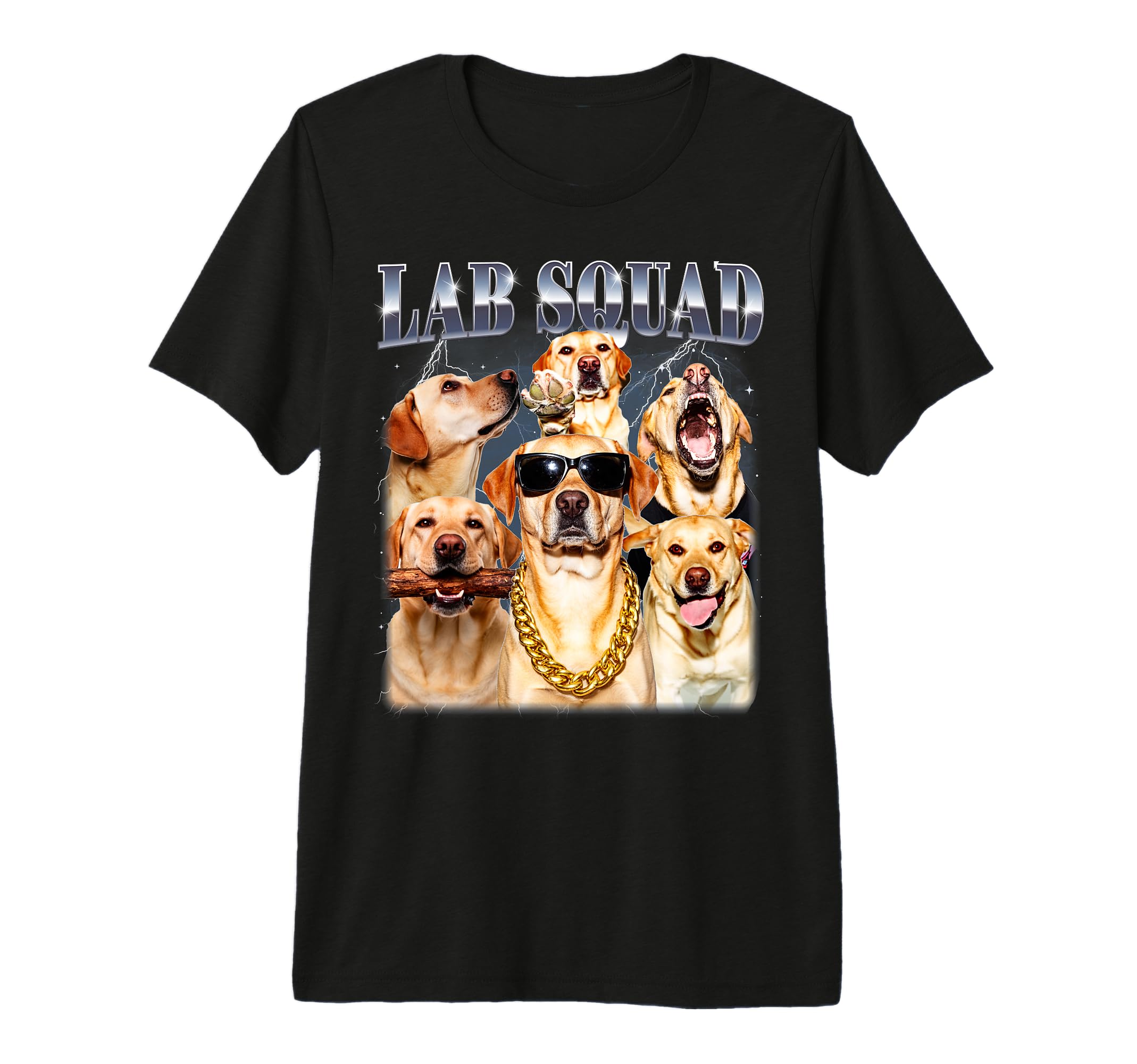 Lab Squad Golden Labrador 90S Yellow T-Shirt - Novelty Apparel for Adults - T-Shirt, Sweatshirt, Hoodie