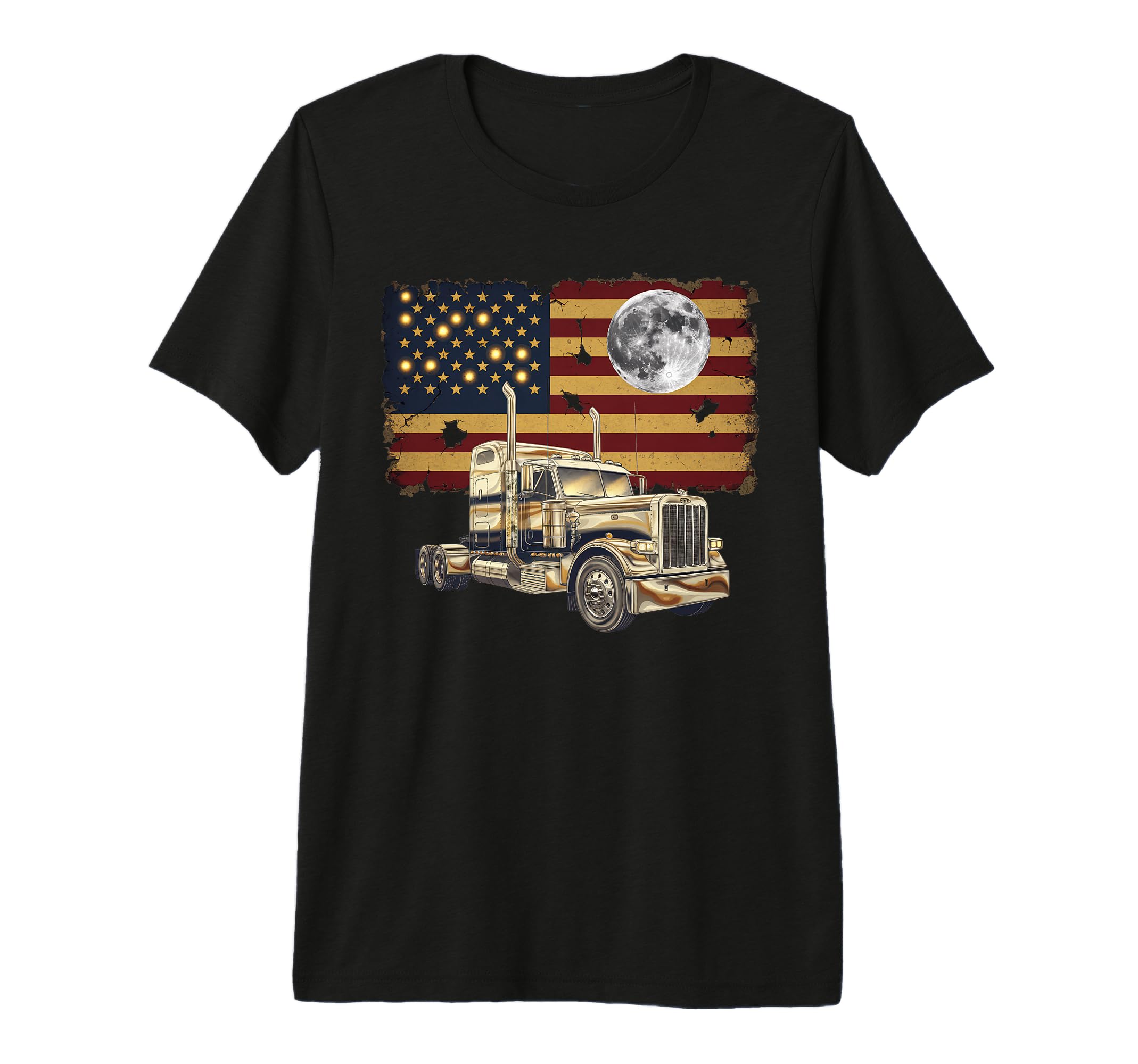 American Flag Trucker Dad Big Rig Trailer T-Shirt - Novelty Apparel Unisex - T-Shirt, Sweatshirt, Hoodie
