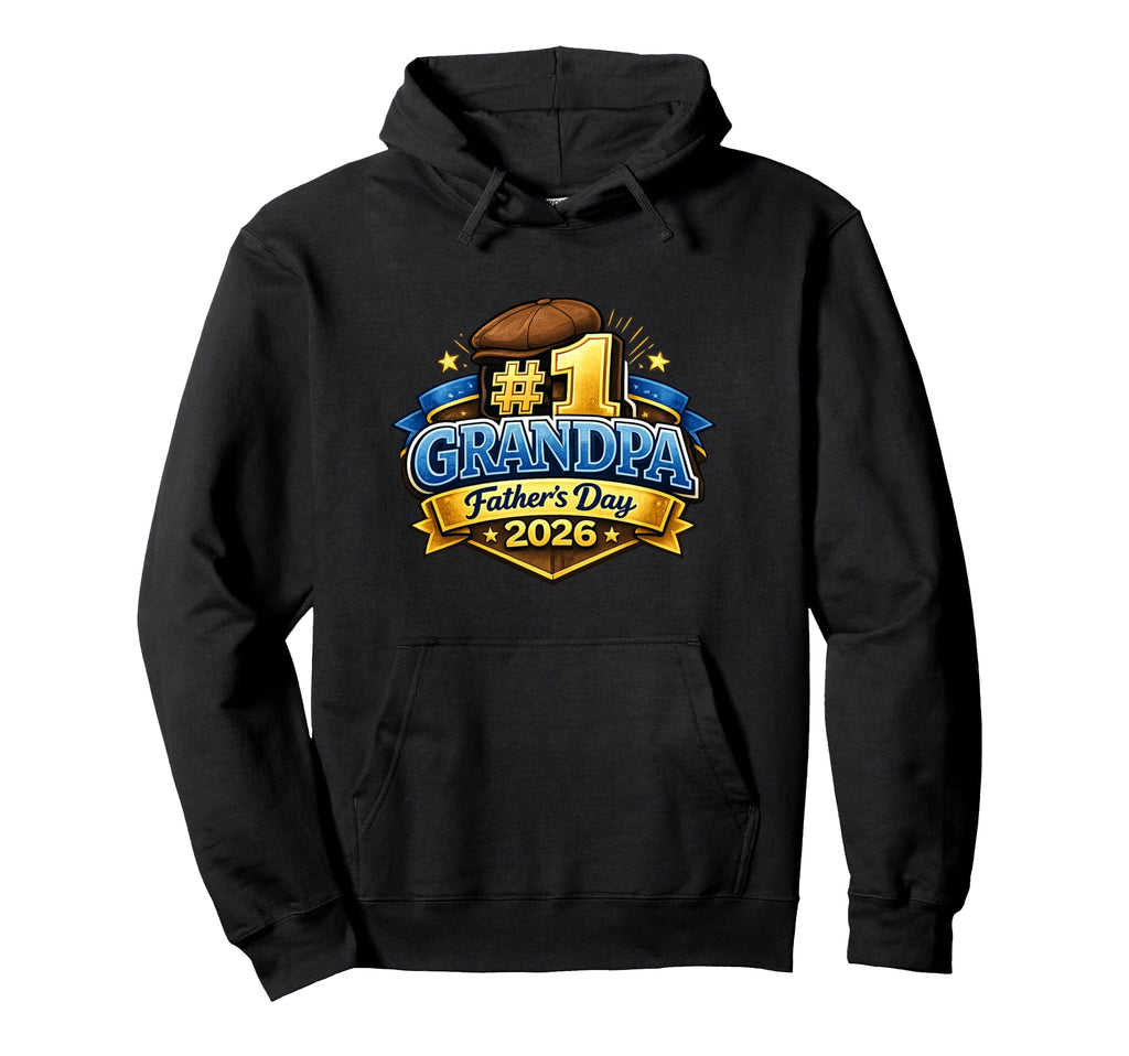 1 Grandpa Fathers Day 2026 Badge Hat Hoodie - Novelty Apparel Men Women - T-Shirt, Sweatshirt, Hoodie