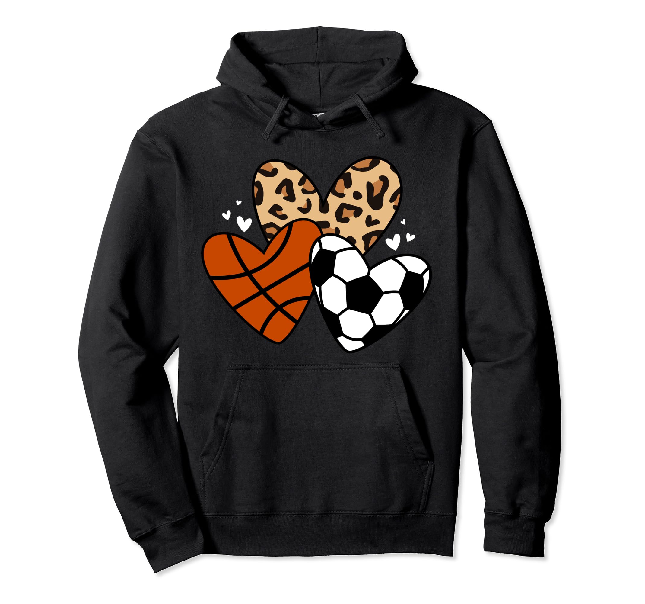 Soccer Basketball Heart Funny Soccer Hoodie - Minimalist Print for Adults - T-Shirt, Sweatshirt, Hoodie