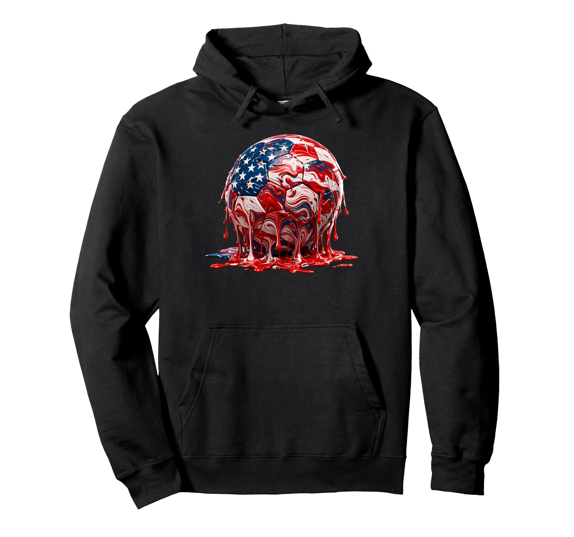 4Th July Soccer Melting Patriotic Hoodie - Minimalist Print Unisex - T-Shirt, Sweatshirt, Hoodie