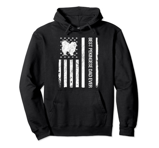 Best Pekingese Dad Ever Usa Flag Hoodie - Custom Art Print Unisex - T-Shirt, Sweatshirt, Hoodie