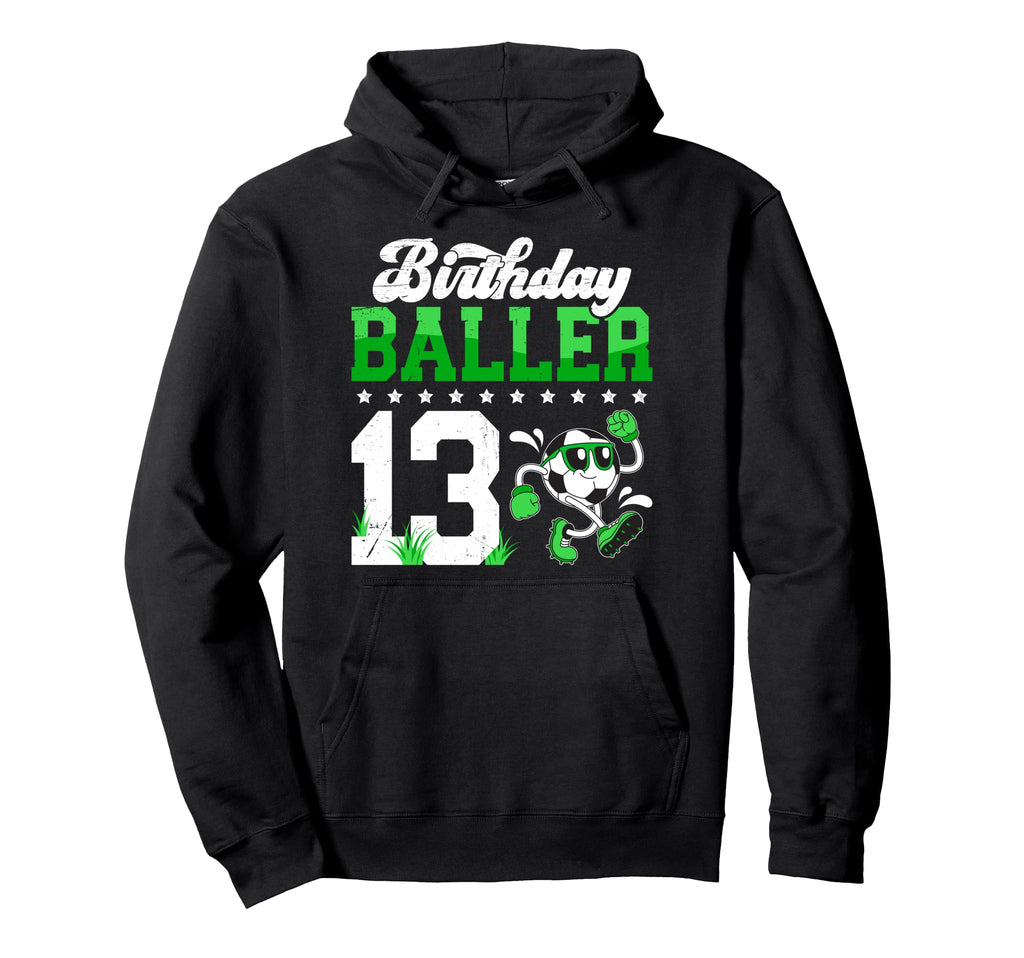 13Th Soccer Birthday Party Thirteen Hoodie - Minimalist Print for Adults - T-Shirt, Sweatshirt, Hoodie