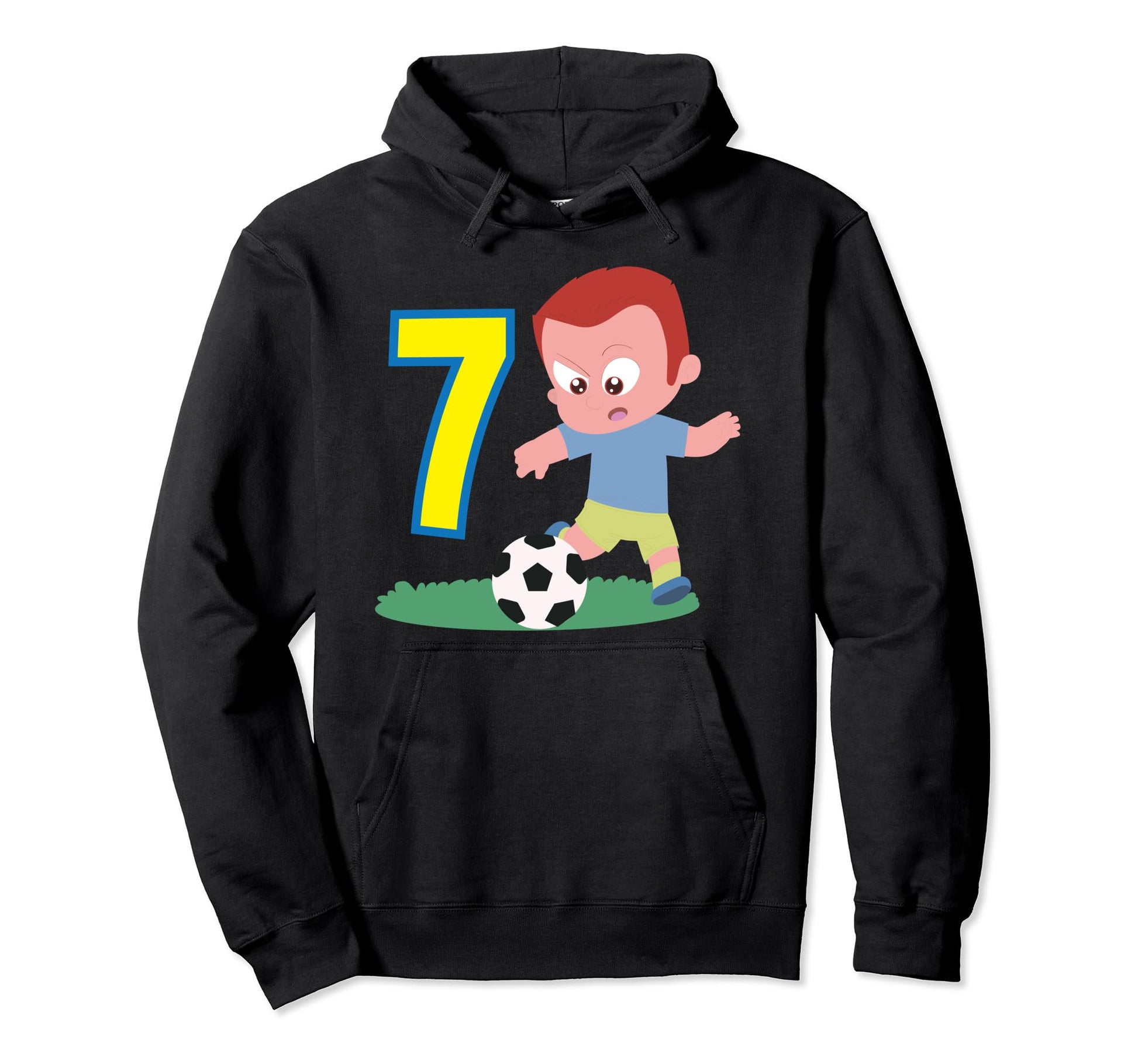 7Th Birthday 7 Years Soccer Football Hoodie - Unique Graphic Men Women - T-Shirt, Sweatshirt, Hoodie