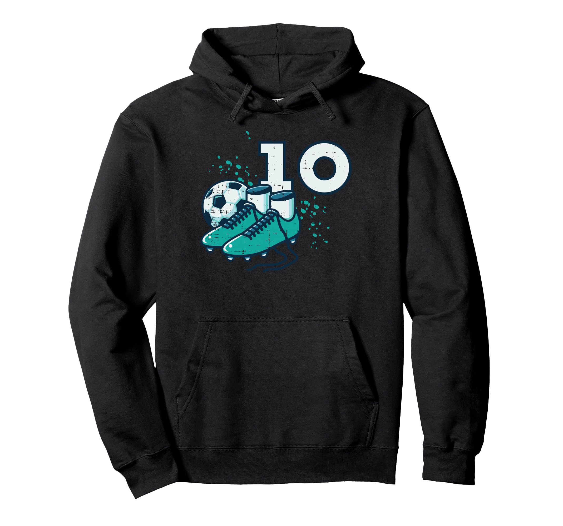 10Th Birthday Soccer Ball Shoes Hoodie - Unique Graphic for Adults - T-Shirt, Sweatshirt, Hoodie