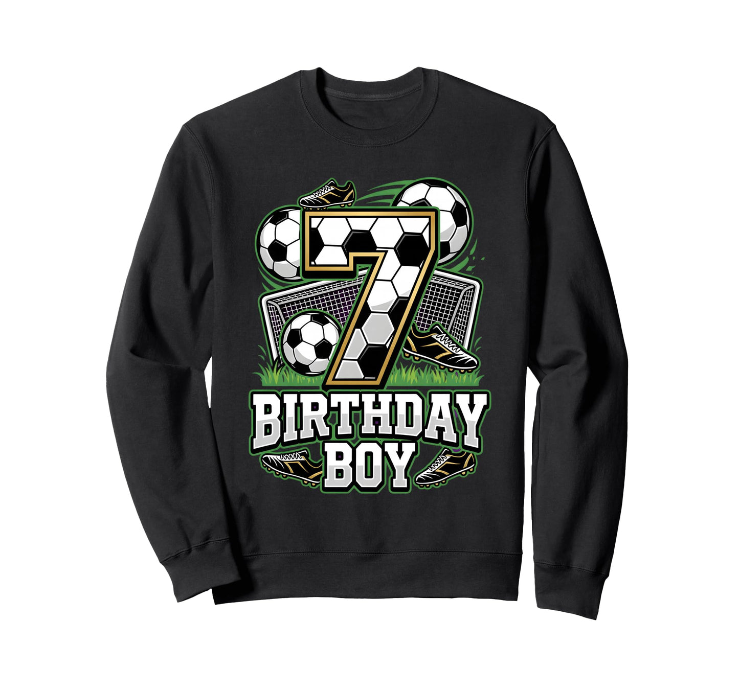 7Th Birthday 7 Year Old Soccer Ball Sweatshirt - Custom Art Print Unisex - T-Shirt, Sweatshirt, Hoodie