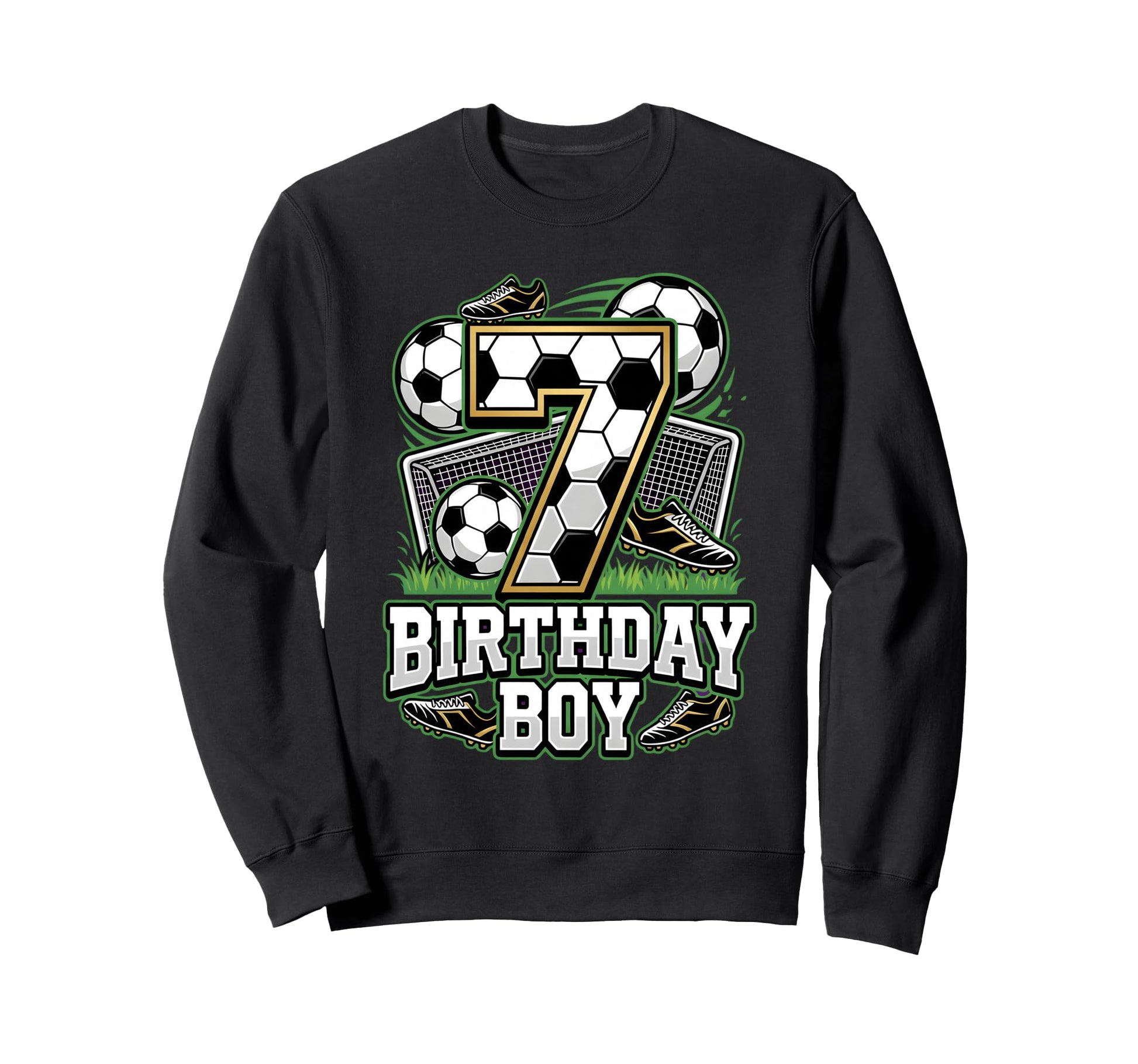 7Th Birthday 7 Year Old Soccer Ball Sweatshirt - Custom Art Print Unisex - T-Shirt, Sweatshirt, Hoodie