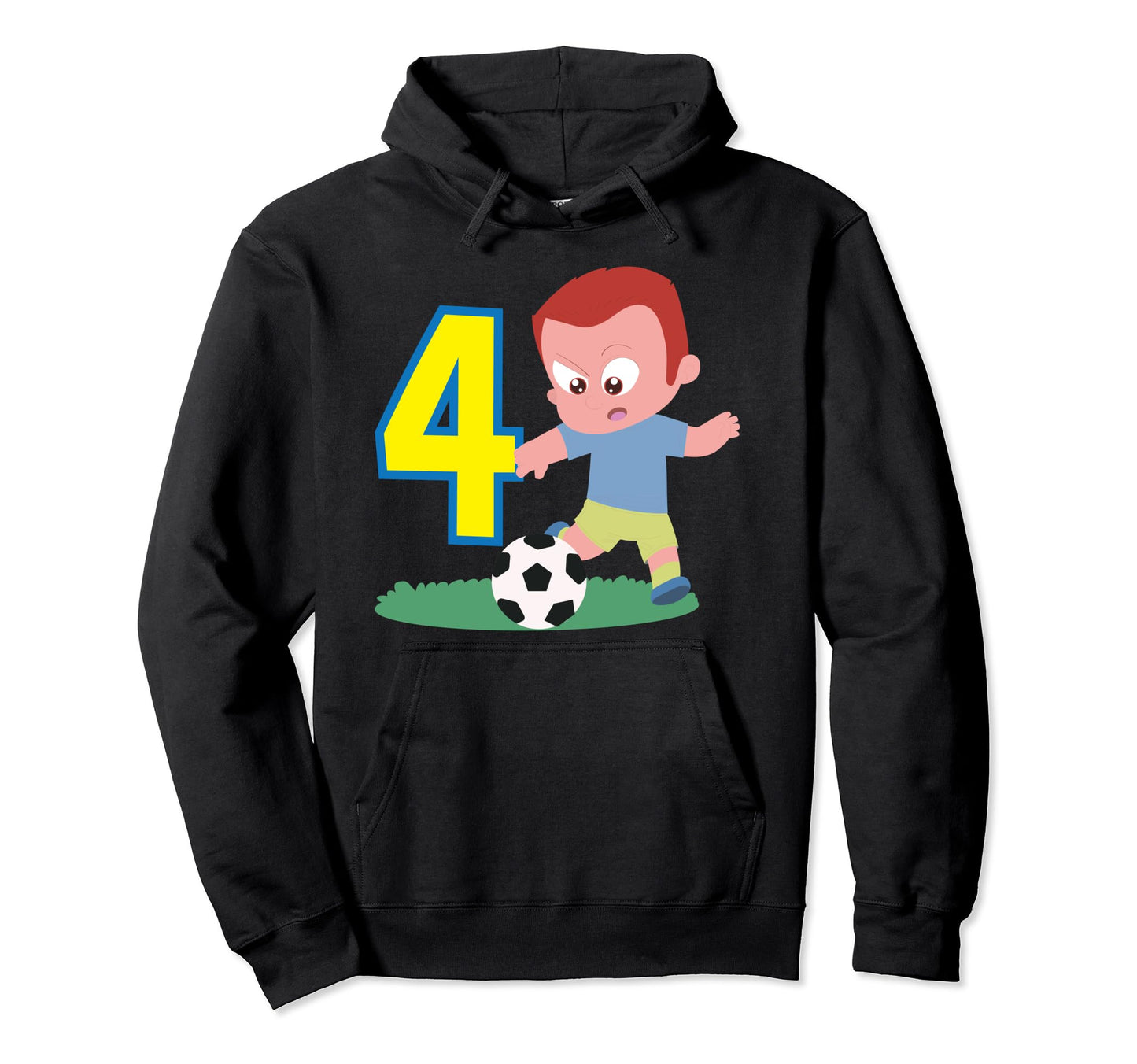 4Th Birthday 4 Years Soccer Football Hoodie - Casual Everyday Wear Unisex - T-Shirt, Sweatshirt, Hoodie