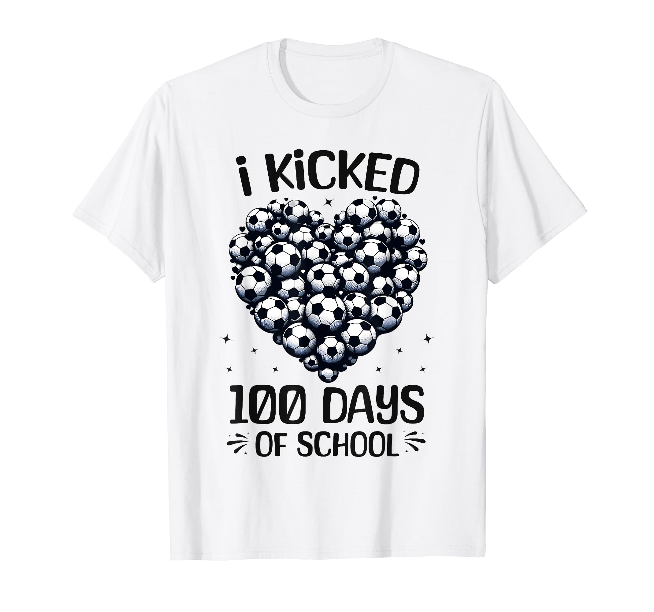 100 Days School Soccer Heart Love T-Shirt - Aesthetic Graphic for Adults - T-Shirt, Sweatshirt, Hoodie