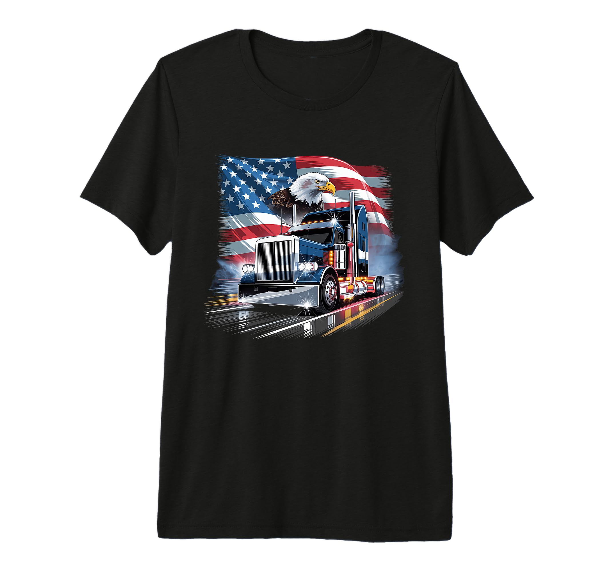 American Flag Trucker Dad Big Rig T-Shirt - Casual Everyday Wear Unisex - T-Shirt, Sweatshirt, Hoodie