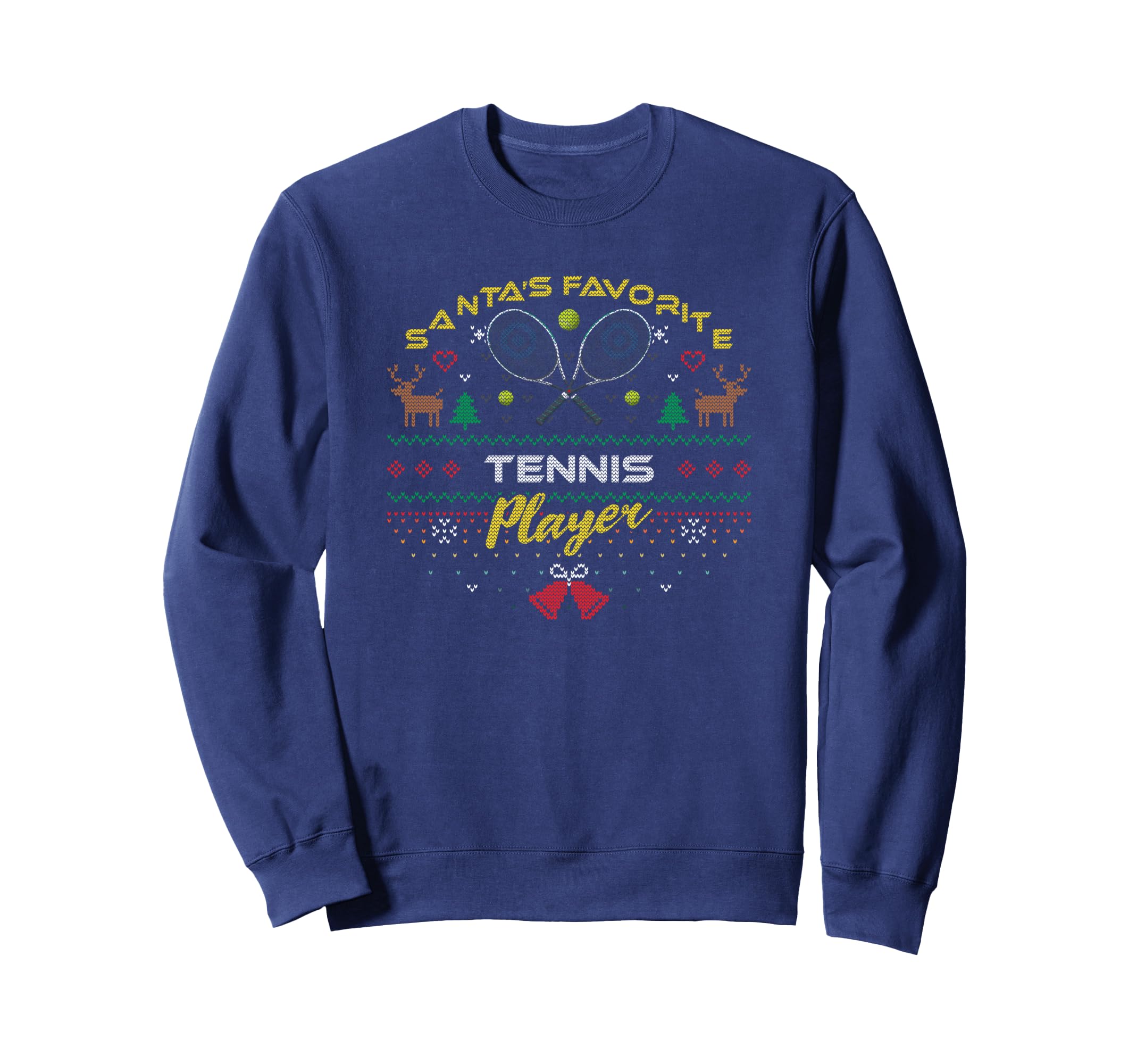 Santas Favorite Tennis Player Ugly Sweatshirt - Graphic Print Men Women - T-Shirt, Sweatshirt, Hoodie