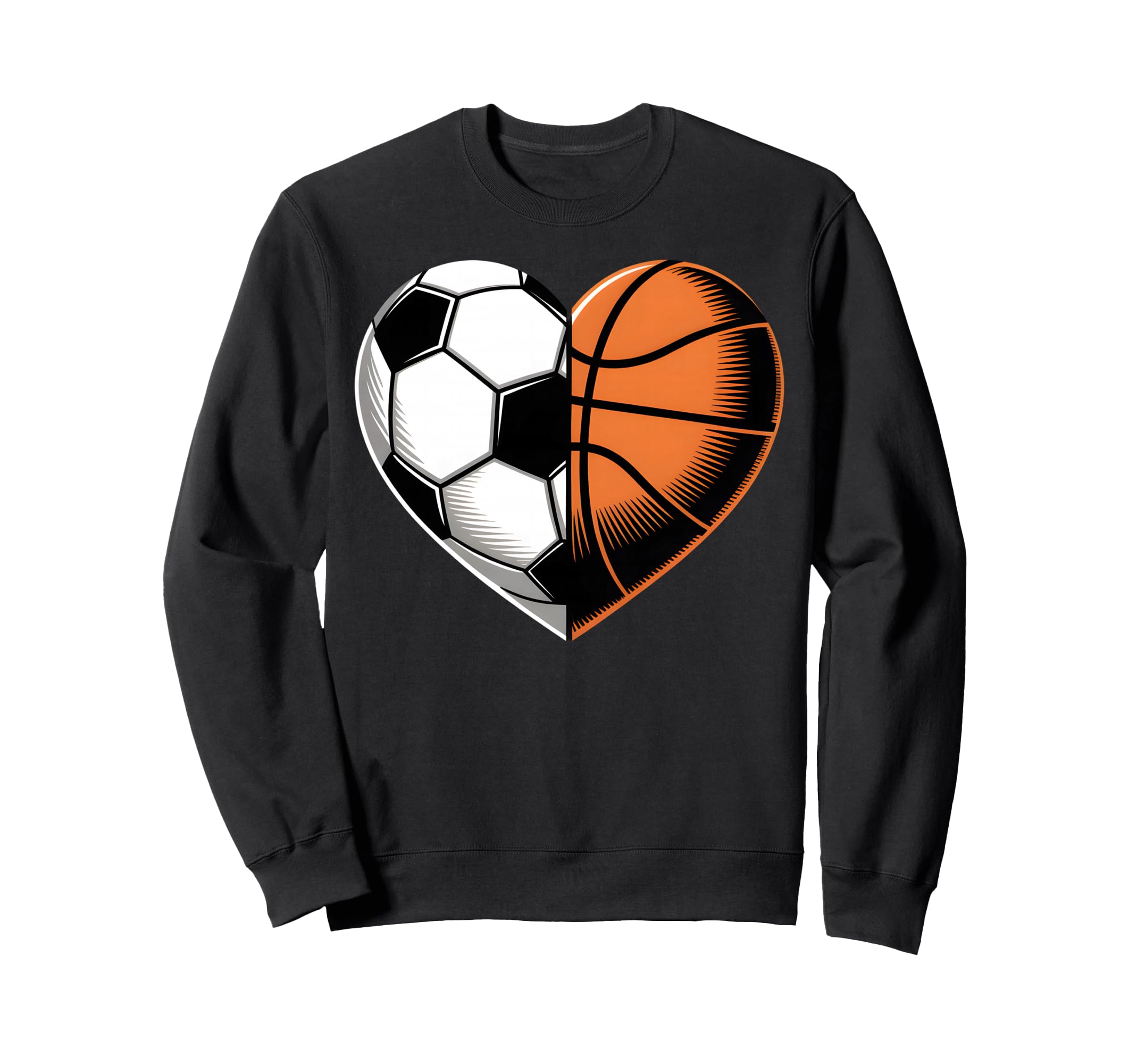Soccer Basketball Heart Sports Sweatshirt - Fun Novelty Design Men Women - T-Shirt, Sweatshirt, Hoodie