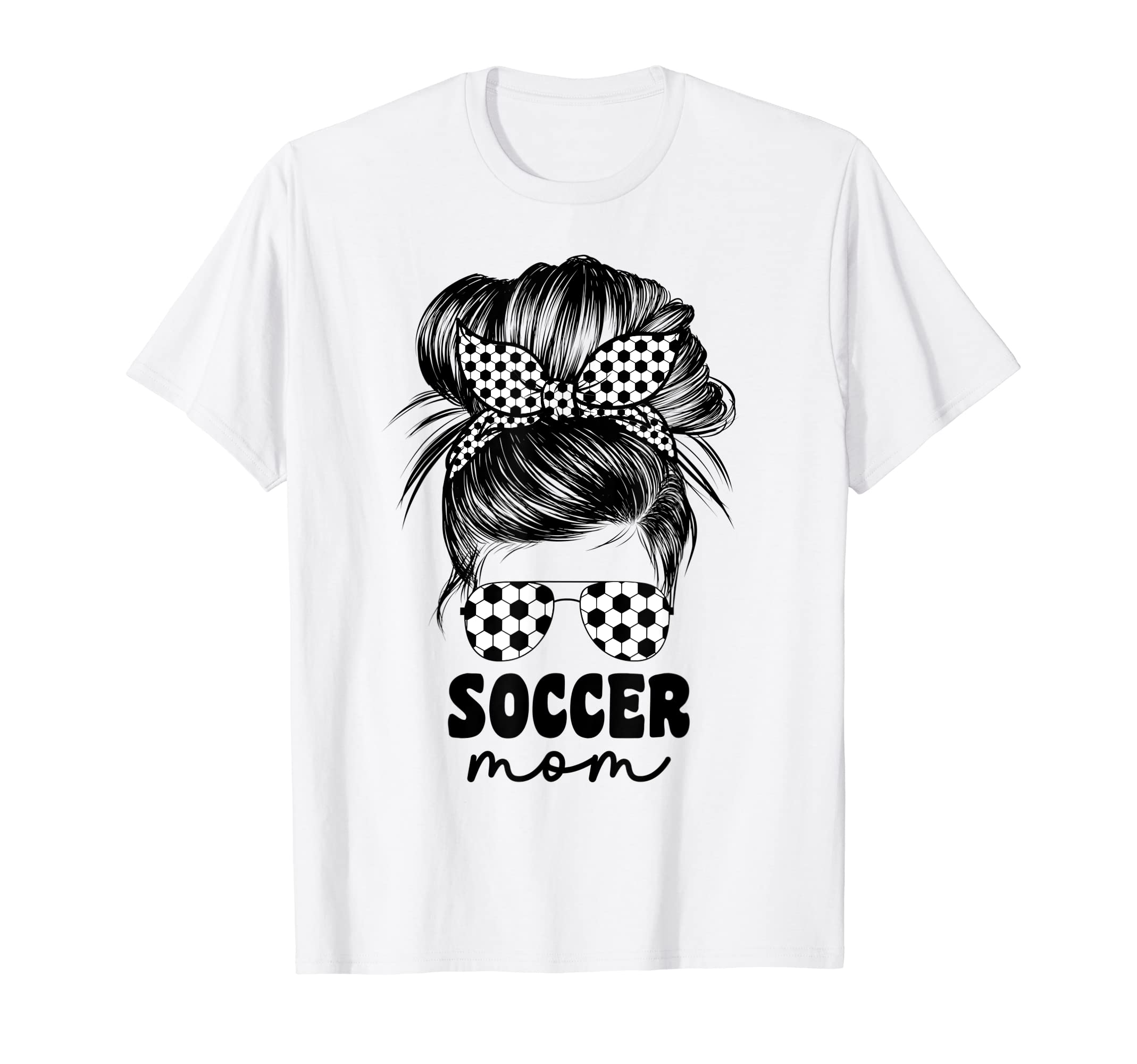 Proud Soccer Mom Mama Messy Bun T-Shirt - Minimalist Print for Adults - T-Shirt, Sweatshirt, Hoodie