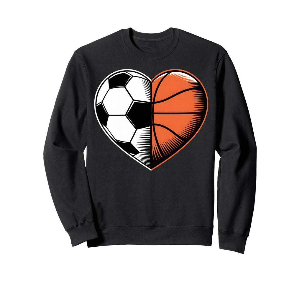 Soccer Basketball Heart Sports Sweatshirt - Custom Art Print for Adults - T-Shirt, Sweatshirt, Hoodie