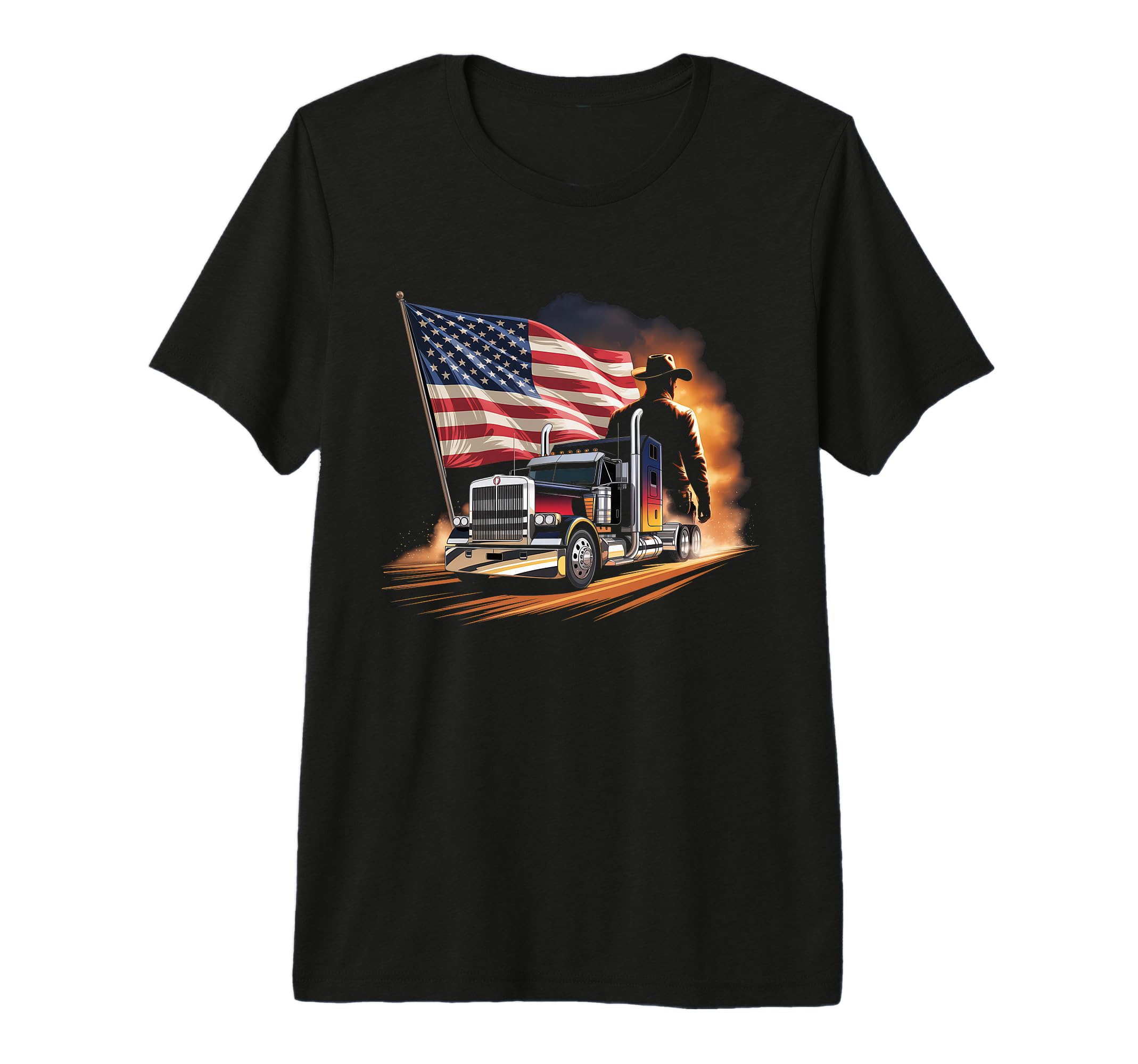 American Flag Trucker Dad Big Rig T-Shirt - Fun Novelty Design for Adults - T-Shirt, Sweatshirt, Hoodie