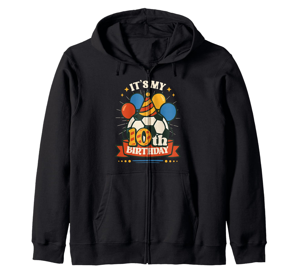 10Th Birthday Soccer Birthday Party Hoodie - Minimalist Print Unisex - T-Shirt, Sweatshirt, Hoodie