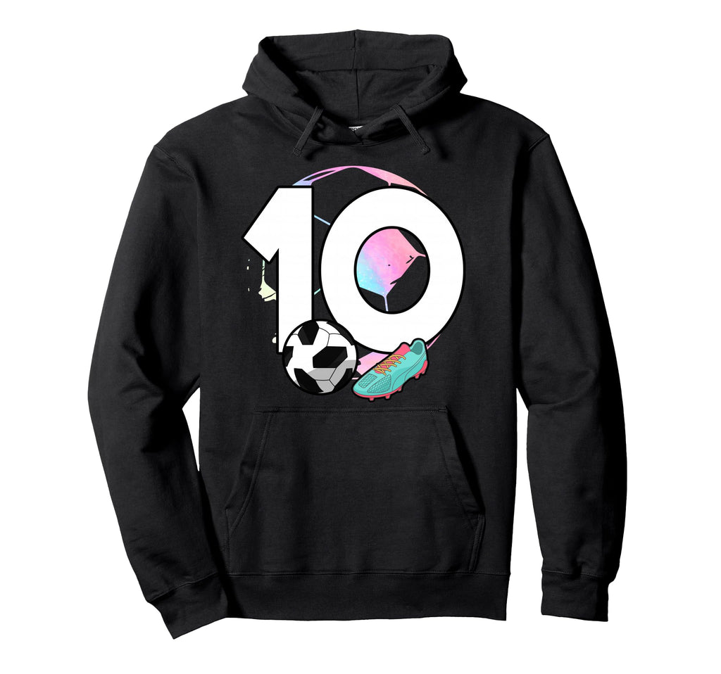 10Th Birthday Soccer Player Football Hoodie - Minimalist Print for Adults - T-Shirt, Sweatshirt, Hoodie