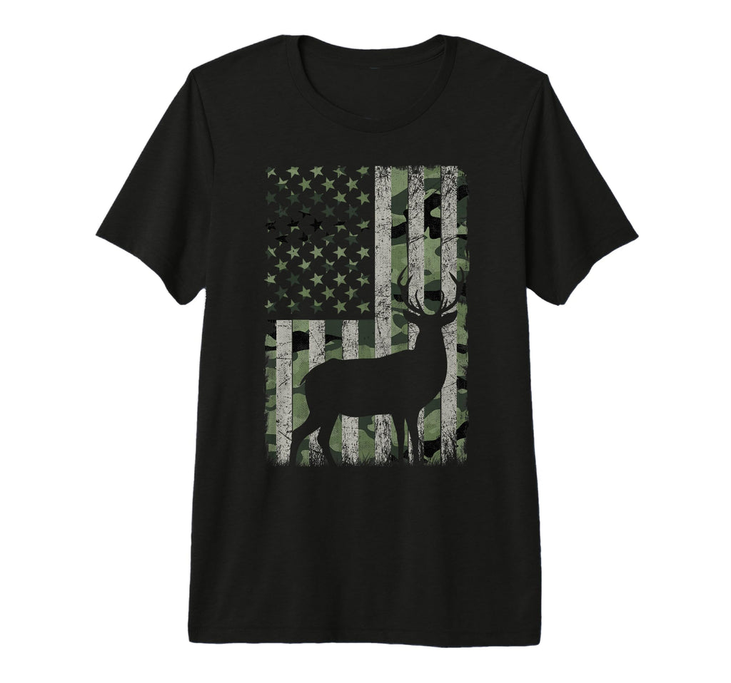 Camo Us Flag Deer Elk Buck Camouflage T-Shirt - Trendy Graphic for Adults - T-Shirt, Sweatshirt, Hoodie