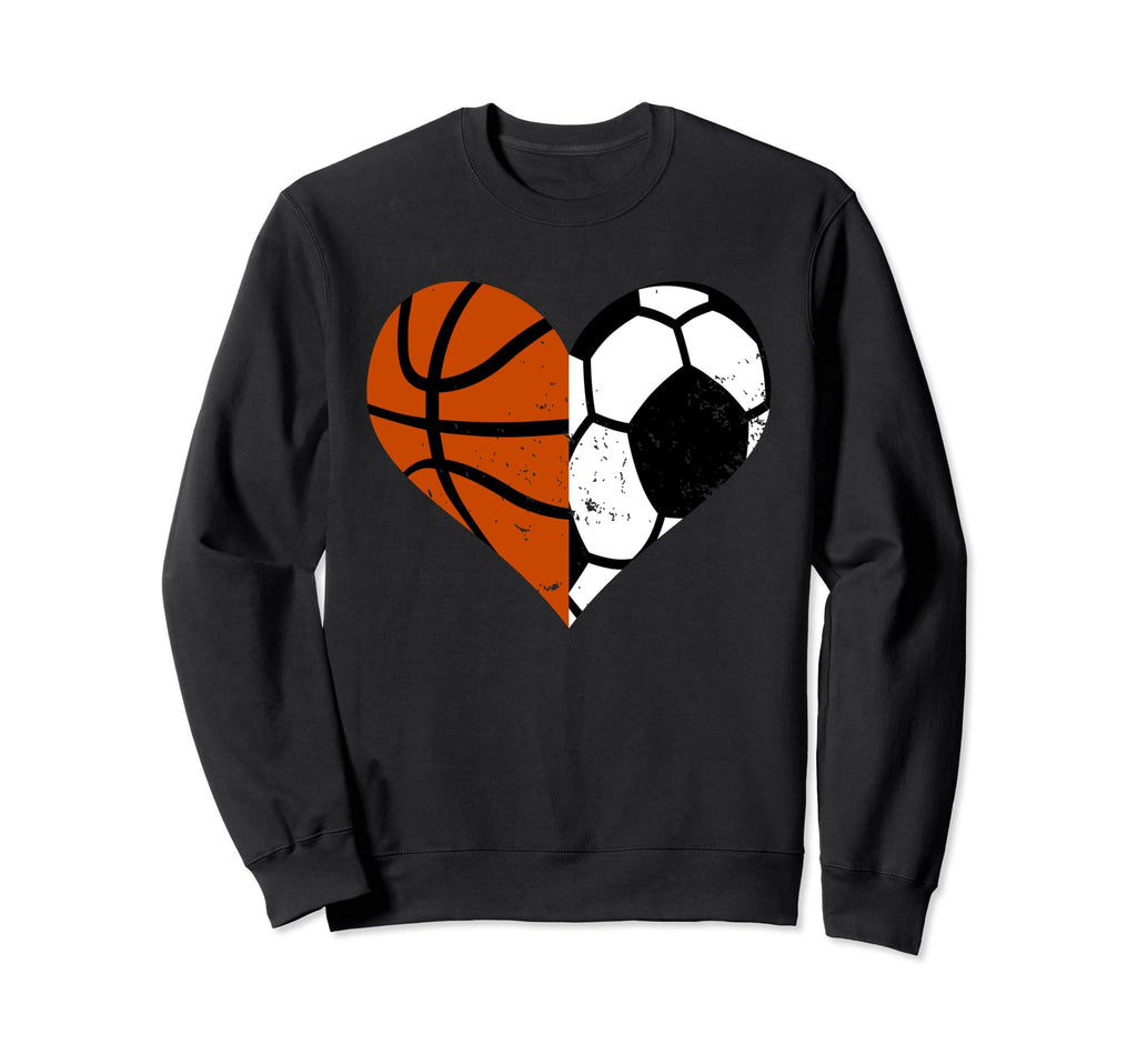 Soccer Basketball Heart Funny Soccer Sweatshirt - Aesthetic Graphic Unisex - T-Shirt, Sweatshirt, Hoodie