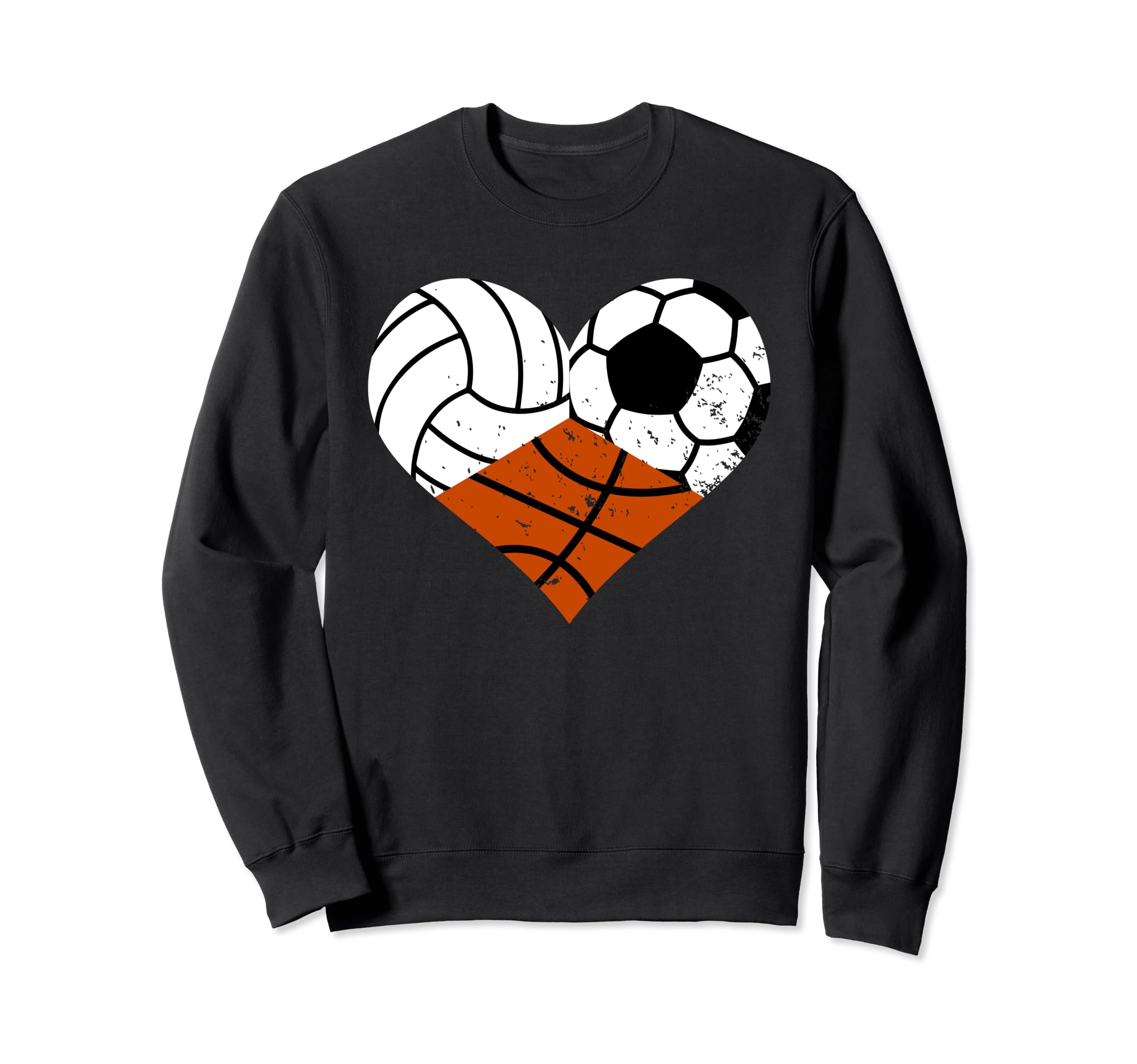 Volleyball Soccer Basketball Heart Sweatshirt - Minimalist Print Unisex - T-Shirt, Sweatshirt, Hoodie