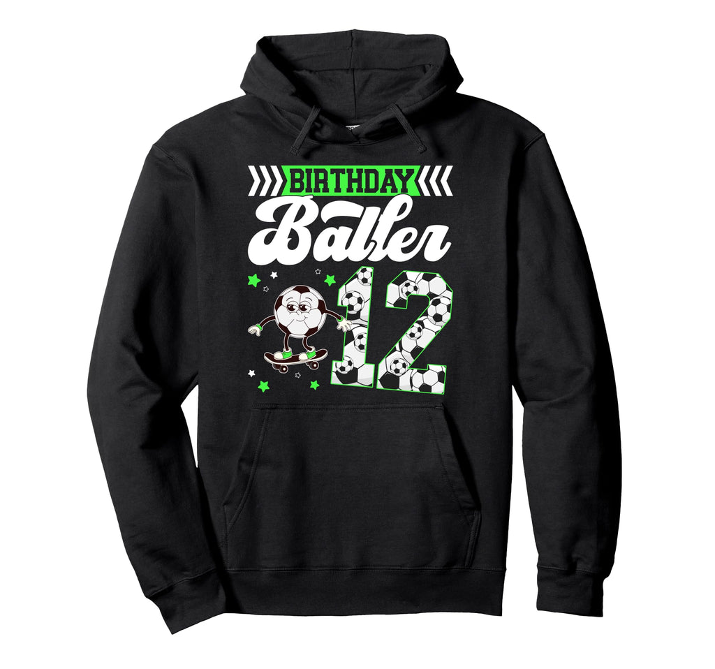 12Th Soccer Birthday Party Twelve Year Hoodie - Graphic Print for Adults - T-Shirt, Sweatshirt, Hoodie