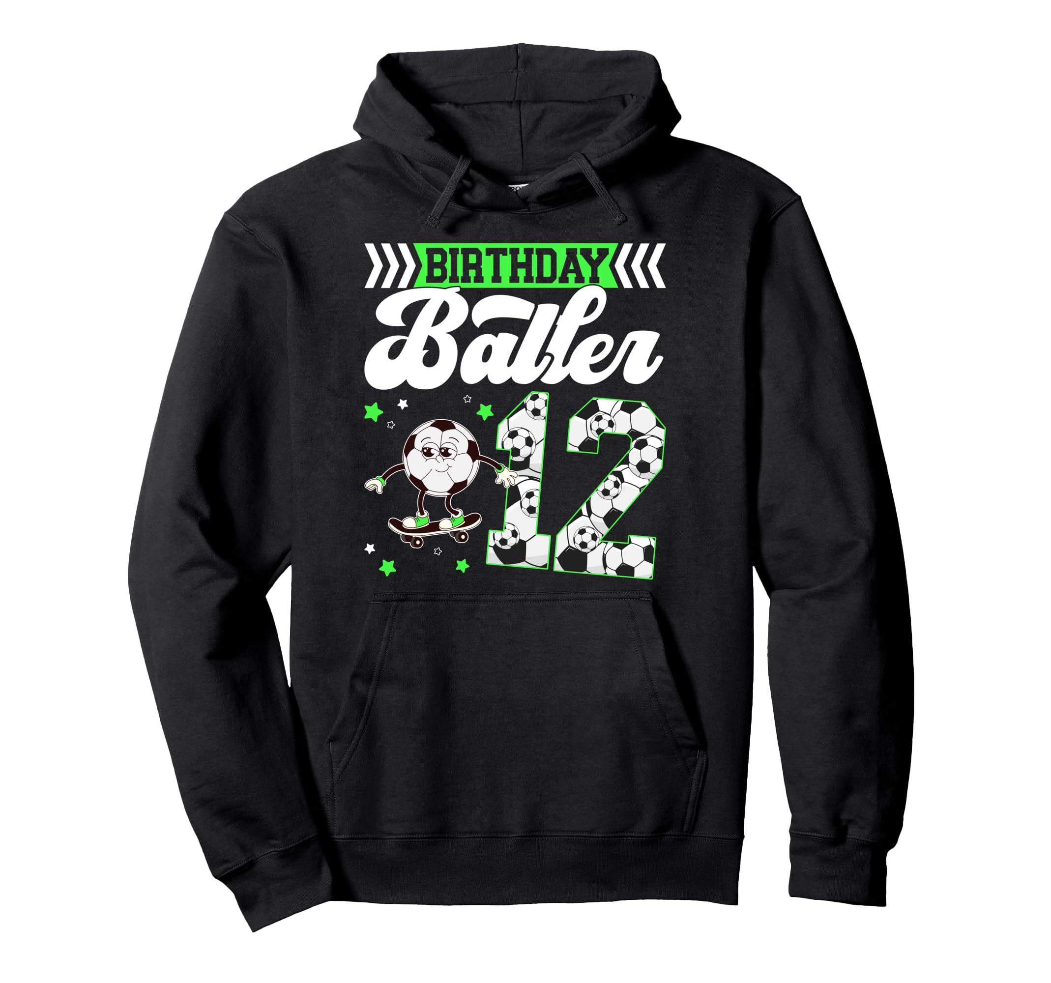 12Th Soccer Birthday Party Twelve Year Hoodie - Graphic Print for Adults - T-Shirt, Sweatshirt, Hoodie