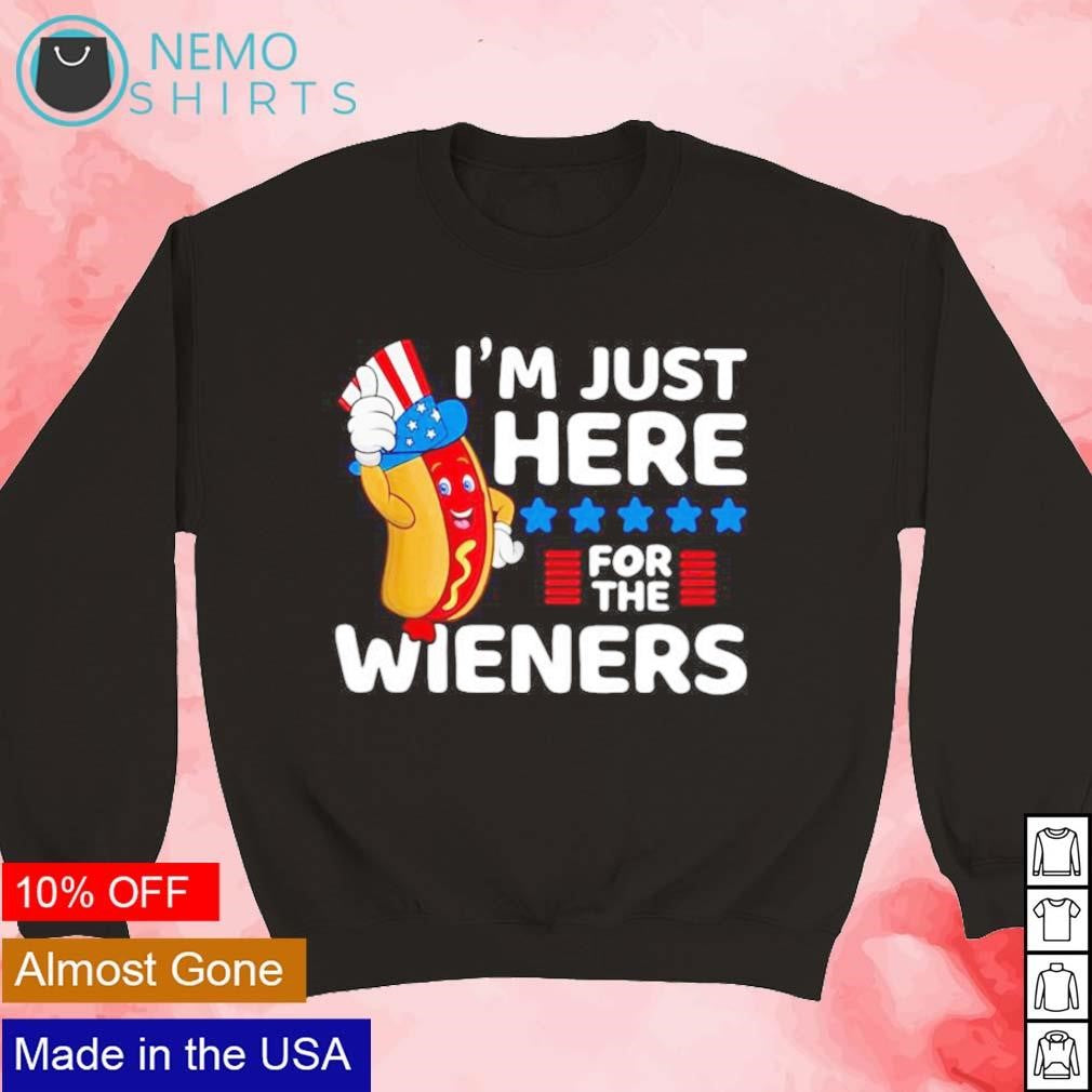 Hot dog I'm just here for the wieners 4th of july - Adult & Kids T-Shirts, Sweatshirts & Hoodies apparel design preview 3