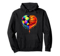Soccer Basketball Drip Heart Sports Hoodie - Graphic Print for Adults - T-Shirt, Sweatshirt, Hoodie