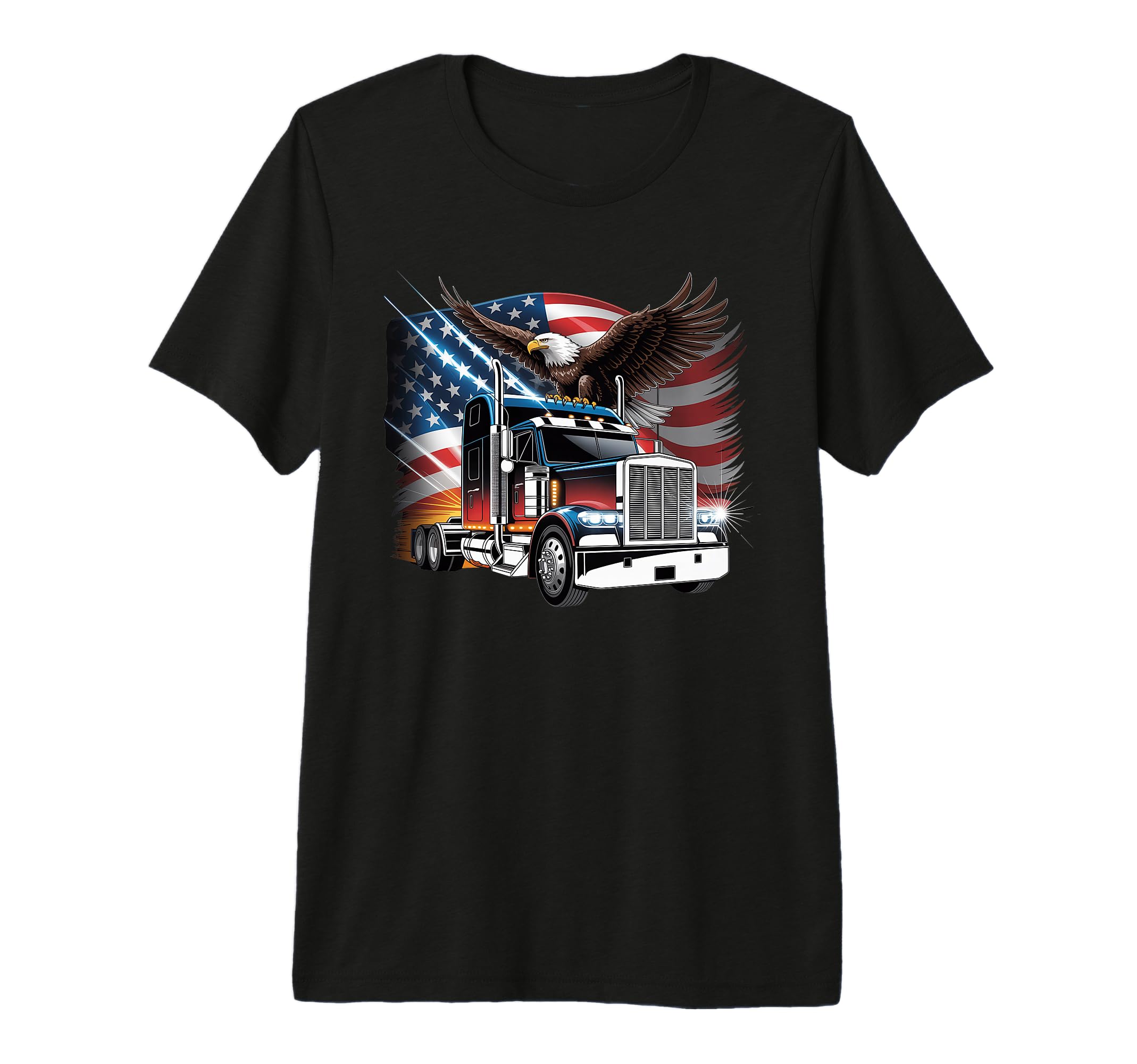 American Flag Trucker Dad Big Rig T-Shirt - Aesthetic Graphic for Adults - T-Shirt, Sweatshirt, Hoodie