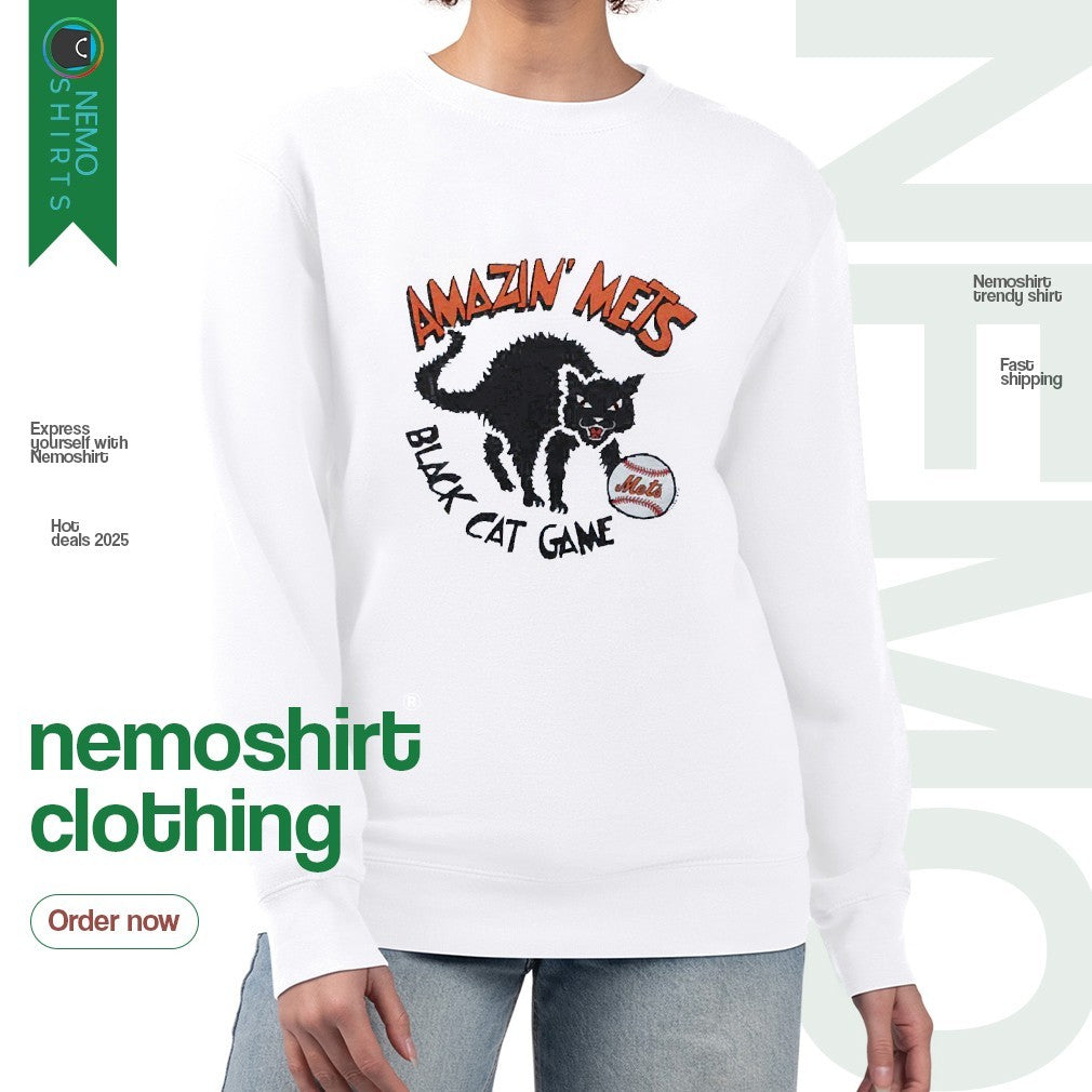 Amazin' Mets black cat game New York baseball - Adult & Kids T-Shirts, Sweatshirts & Hoodies apparel design preview 4