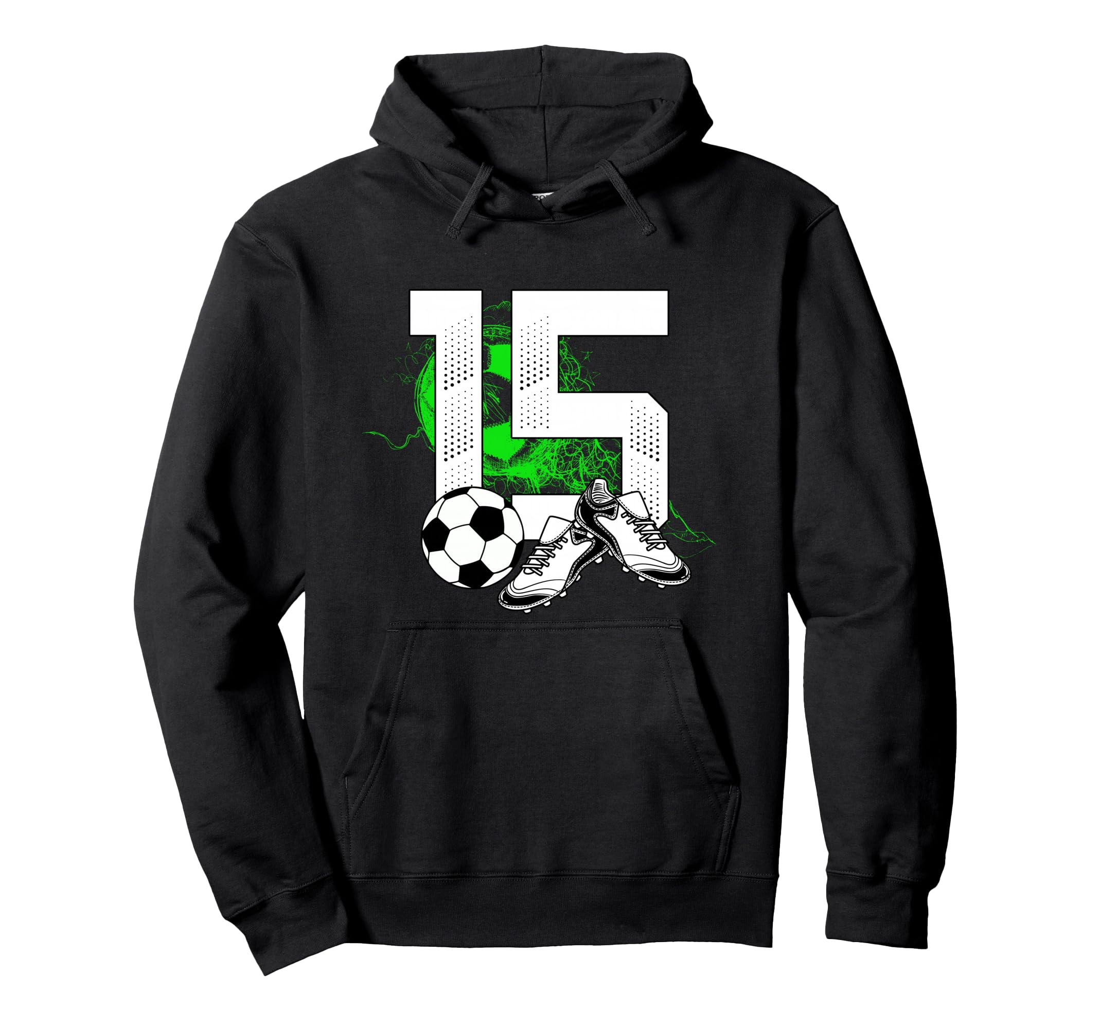 15Th Birthday Soccer Player Football Hoodie - Aesthetic Graphic Men Women - T-Shirt, Sweatshirt, Hoodie