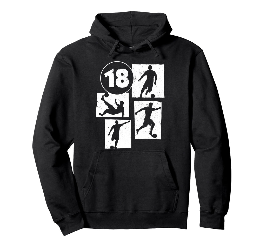 18Th Birthday Soccer Player Football Hoodie - Minimalist Print Men Women - T-Shirt, Sweatshirt, Hoodie