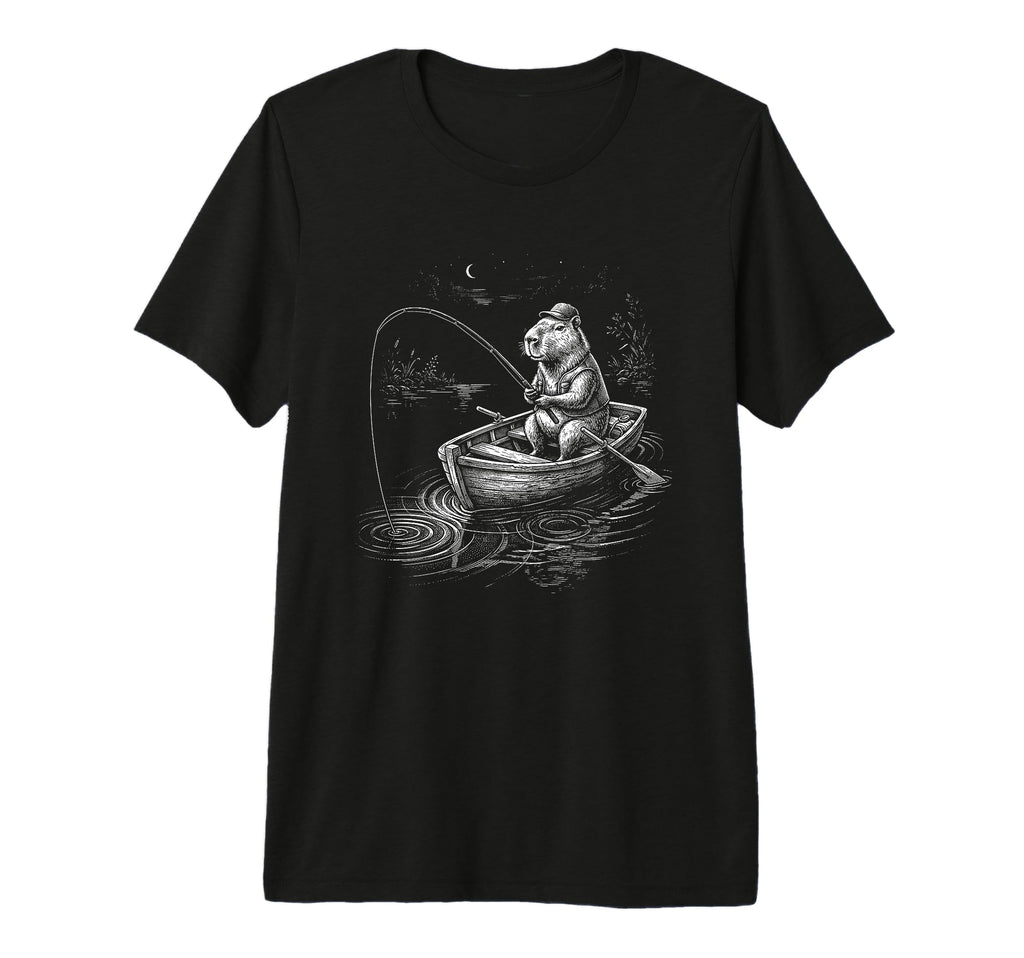 Capybara Fisherman Small Boat Dad T-Shirt - Casual Everyday Wear Unisex - T-Shirt, Sweatshirt, Hoodie