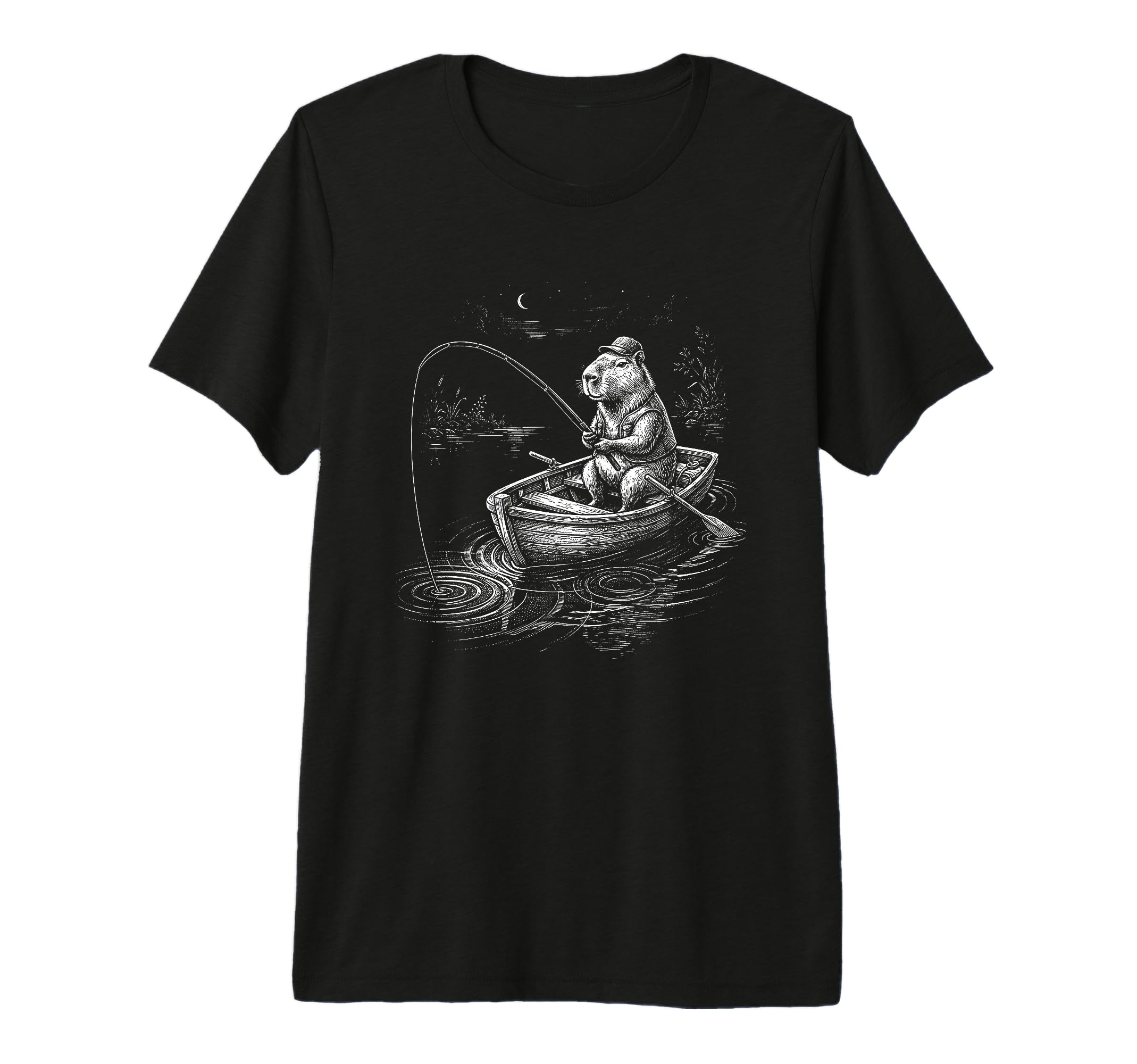 Capybara Fisherman Small Boat Dad T-Shirt - Casual Everyday Wear Unisex - T-Shirt, Sweatshirt, Hoodie