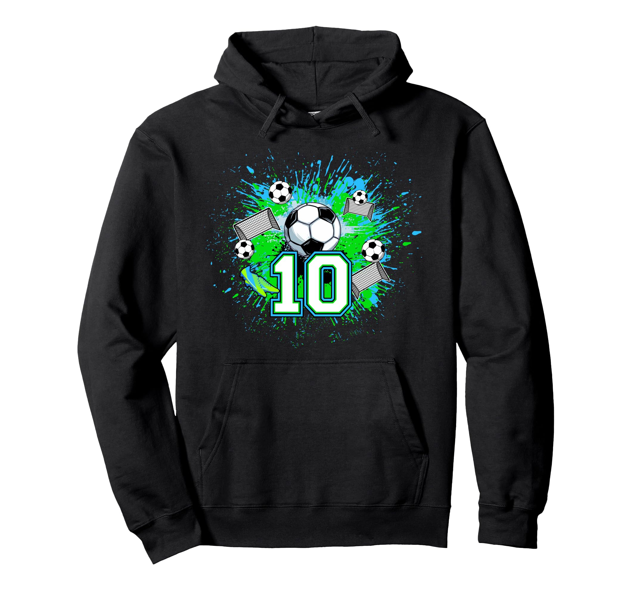 10Th Soccer Birthday Party 10 Year Old Hoodie - Graphic Print for Adults - T-Shirt, Sweatshirt, Hoodie
