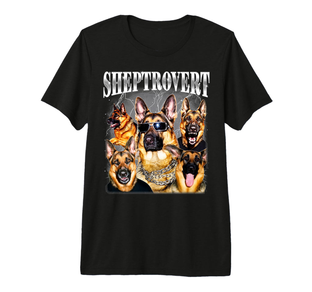 Sheptrovert 90S German Shepherd Owner T-Shirt - Custom Art Print Men Women - T-Shirt, Sweatshirt, Hoodie