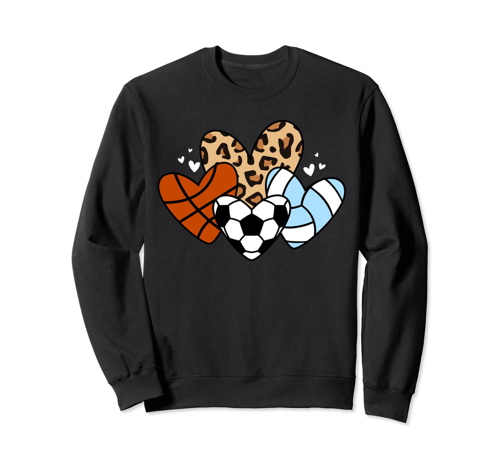Soccer Basketball Volleyball Heart Sweatshirt - Custom Art Print Men Women - T-Shirt, Sweatshirt, Hoodie