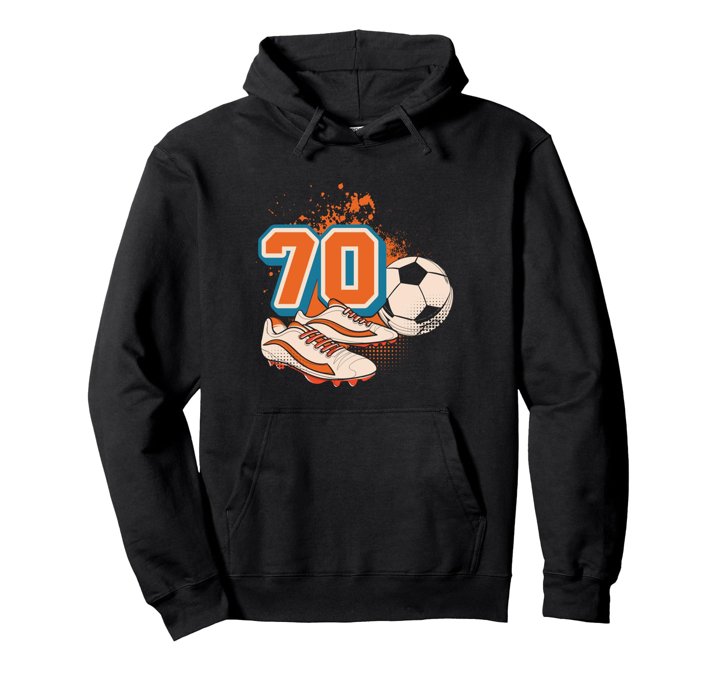 70Th Birthday Soccer Player Hoodie - Fun Novelty Design for Adults - T-Shirt, Sweatshirt, Hoodie