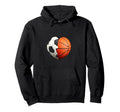 Split Heart Soccer Basketball Hoodie - Fun Novelty Design Unisex - T-Shirt, Sweatshirt, Hoodie