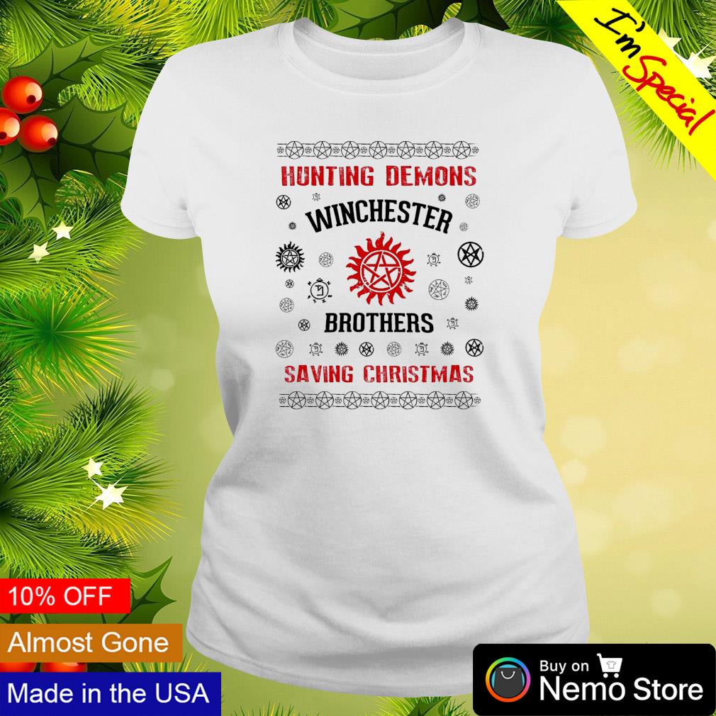 Hunting demons Winchester Brothers saving Christmas - Adult & Kids T-Shirts, Sweatshirts & Hoodies apparel design preview 3