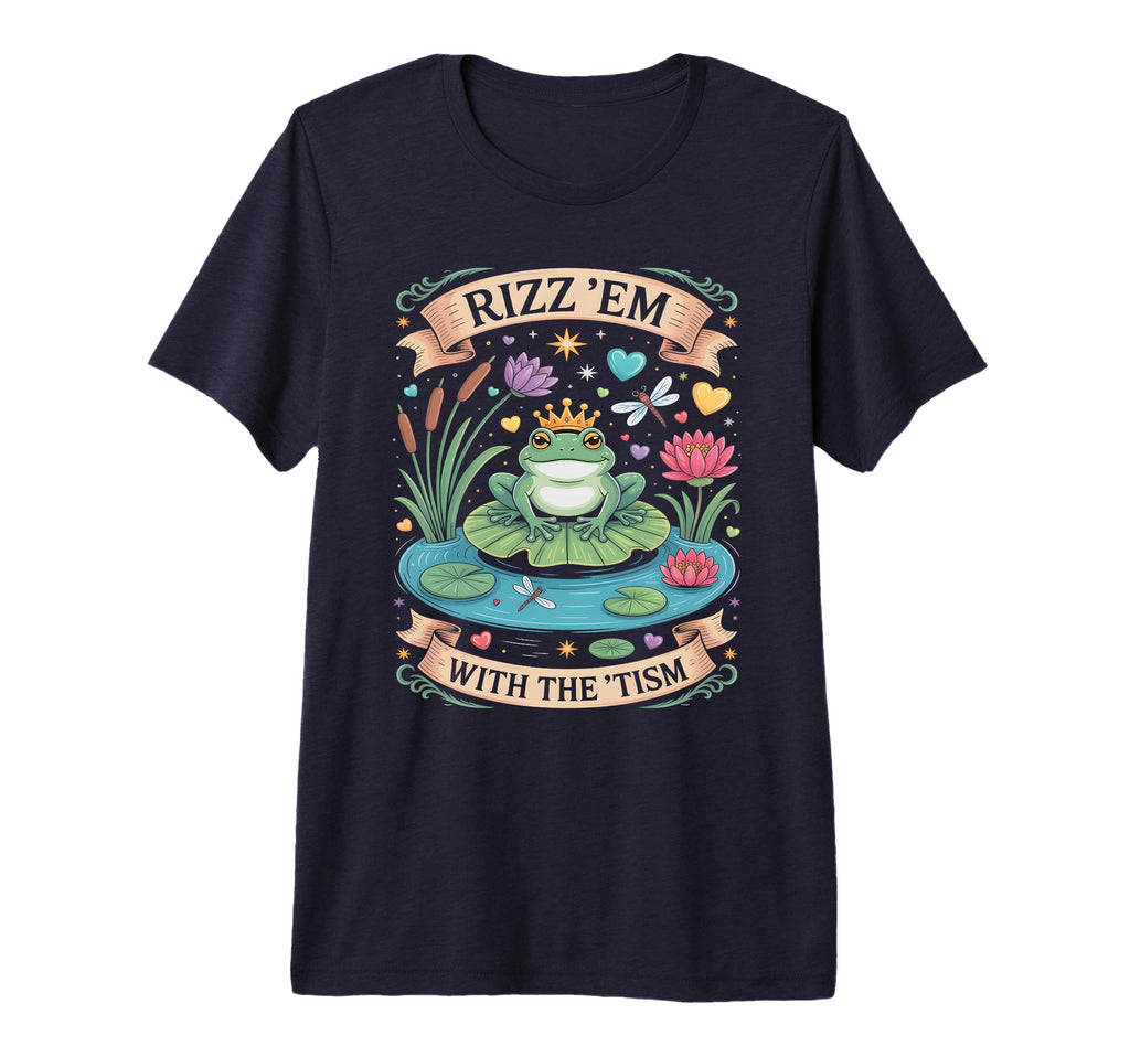 Groovy Rizz Em Tism Frog Prince Autism T-Shirt - Trendy Graphic for Adults - T-Shirt, Sweatshirt, Hoodie