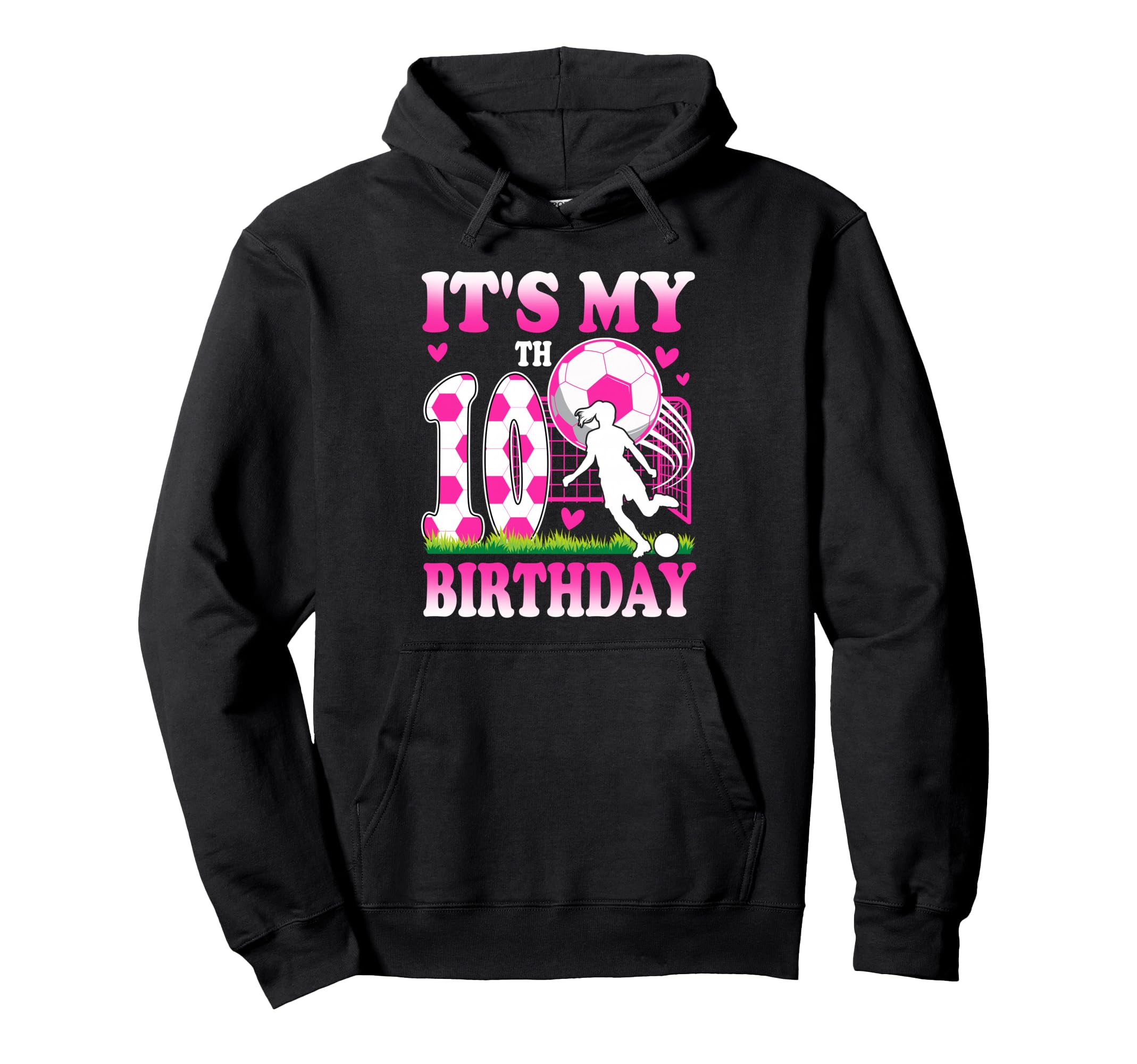 10 Year Old Birthday Soccer Themed Hoodie - Aesthetic Graphic for Adults - T-Shirt, Sweatshirt, Hoodie