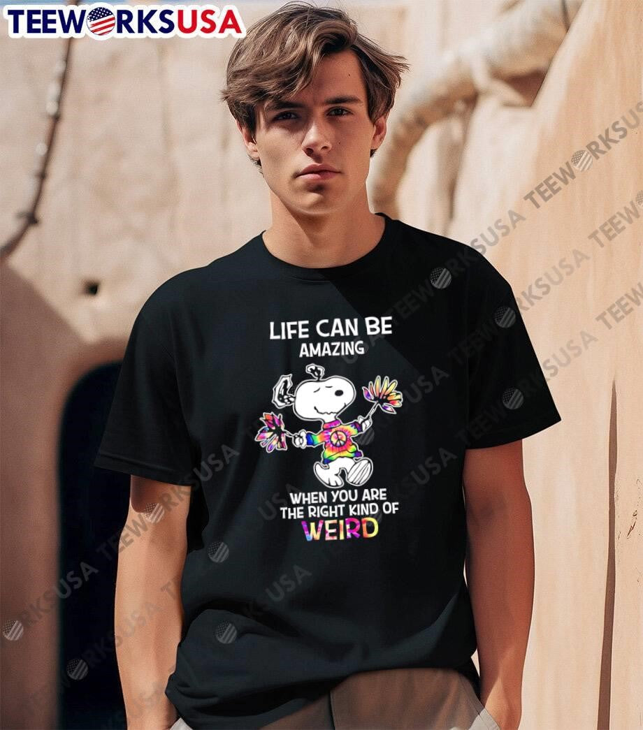 Snoopy Peace Sign Celebrating Life Can Be Amazing - Adult & Kids T-Shirts, Sweatshirts & Hoodies apparel design preview 1