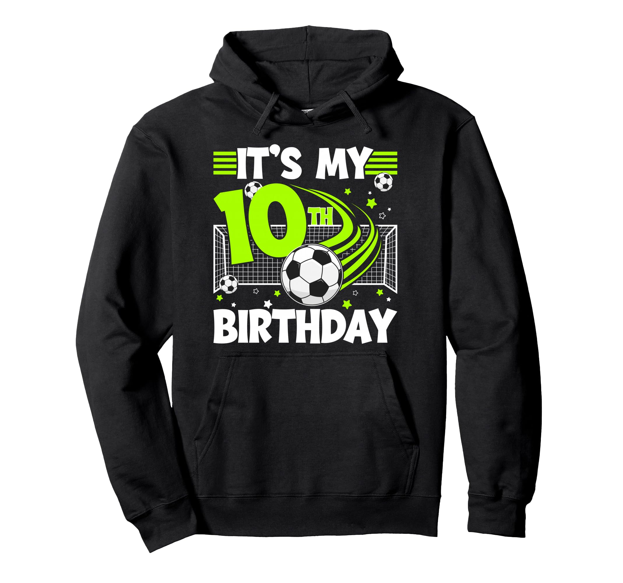 10Th Soccer Birthday Party 10 Year Old Hoodie - Novelty Apparel for Adults - T-Shirt, Sweatshirt, Hoodie