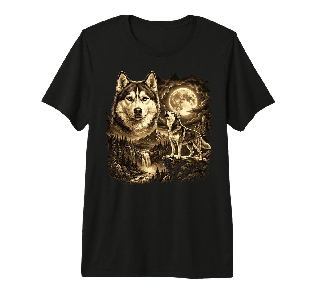 Siberian Husky Full Moon Siberian T-Shirt - Novelty Apparel for Adults - T-Shirt, Sweatshirt, Hoodie