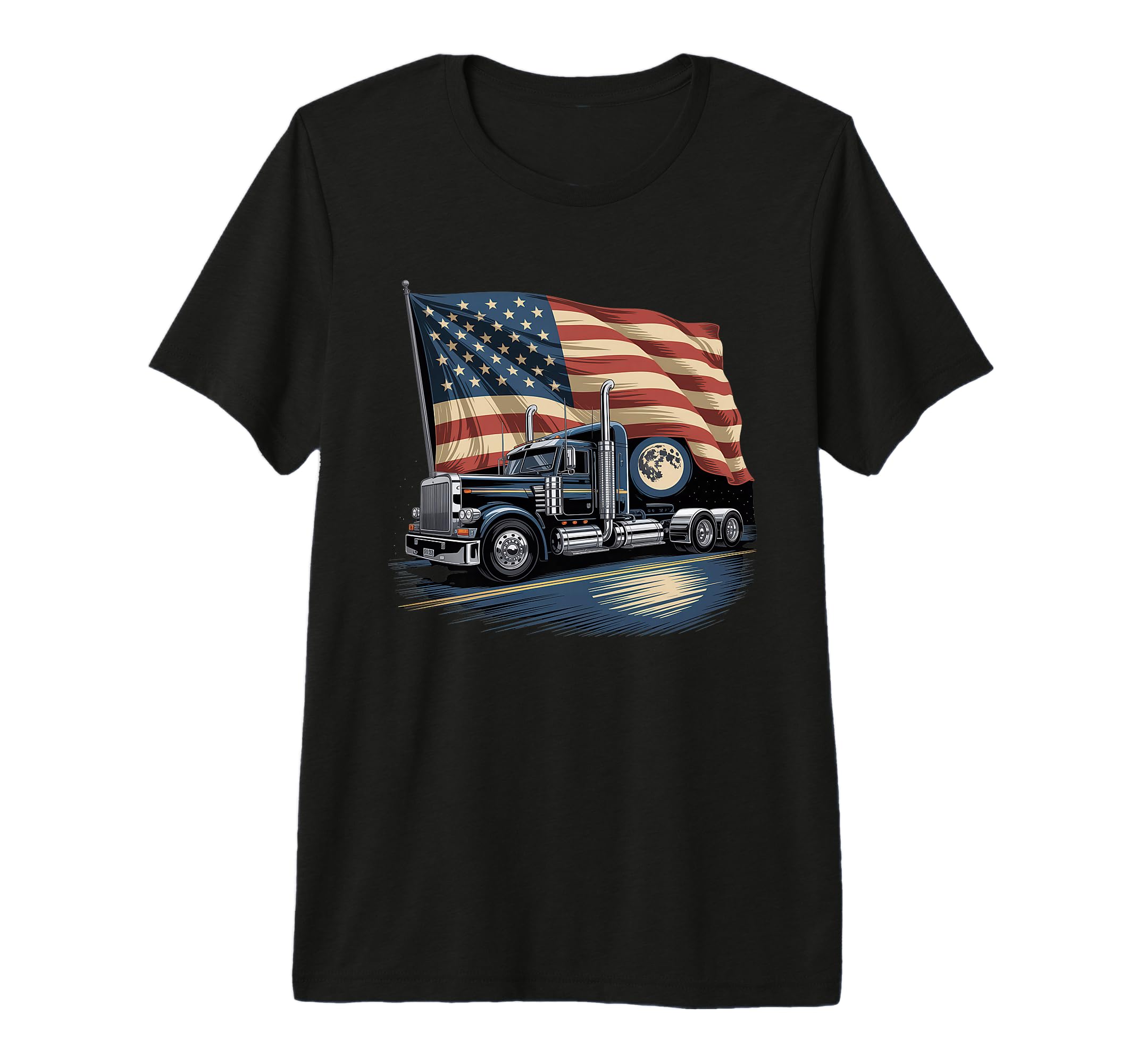 American Flag Trucker Dad Big Rig T-Shirt - Fun Novelty Design for Adults - T-Shirt, Sweatshirt, Hoodie