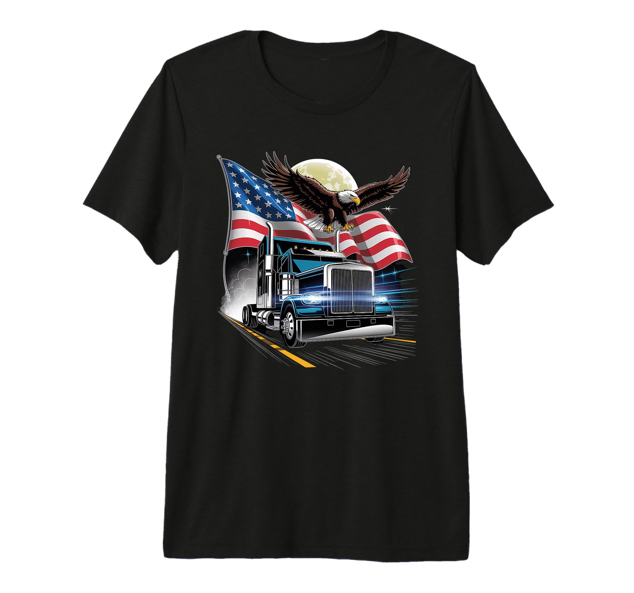 American Flag Trucker Dad Big Rig T-Shirt - Custom Art Print Men Women - T-Shirt, Sweatshirt, Hoodie